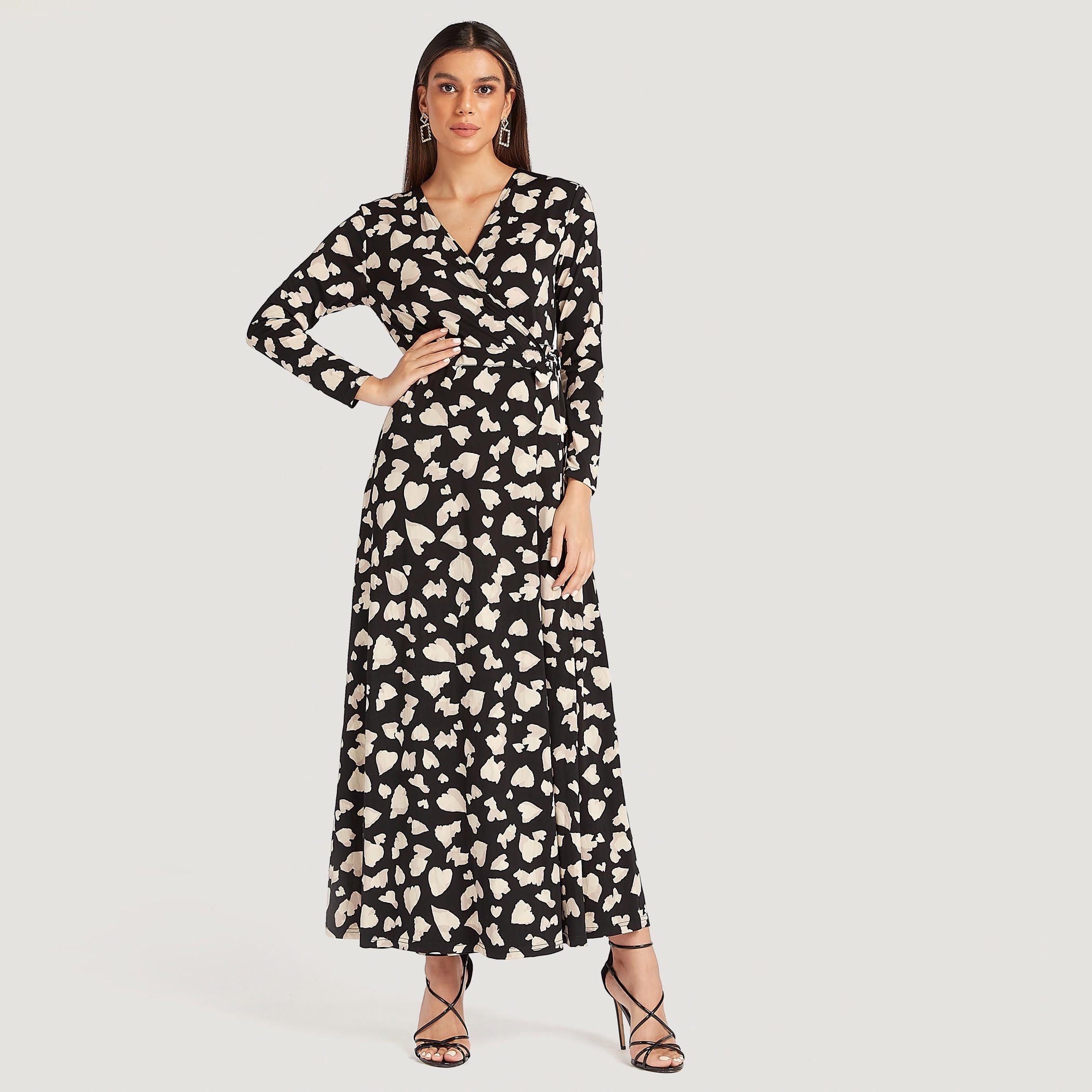 فستان طويل إيه لاين بأكمام طويلة وجيوب وطبعات-women-clothing-dresses-image-2
