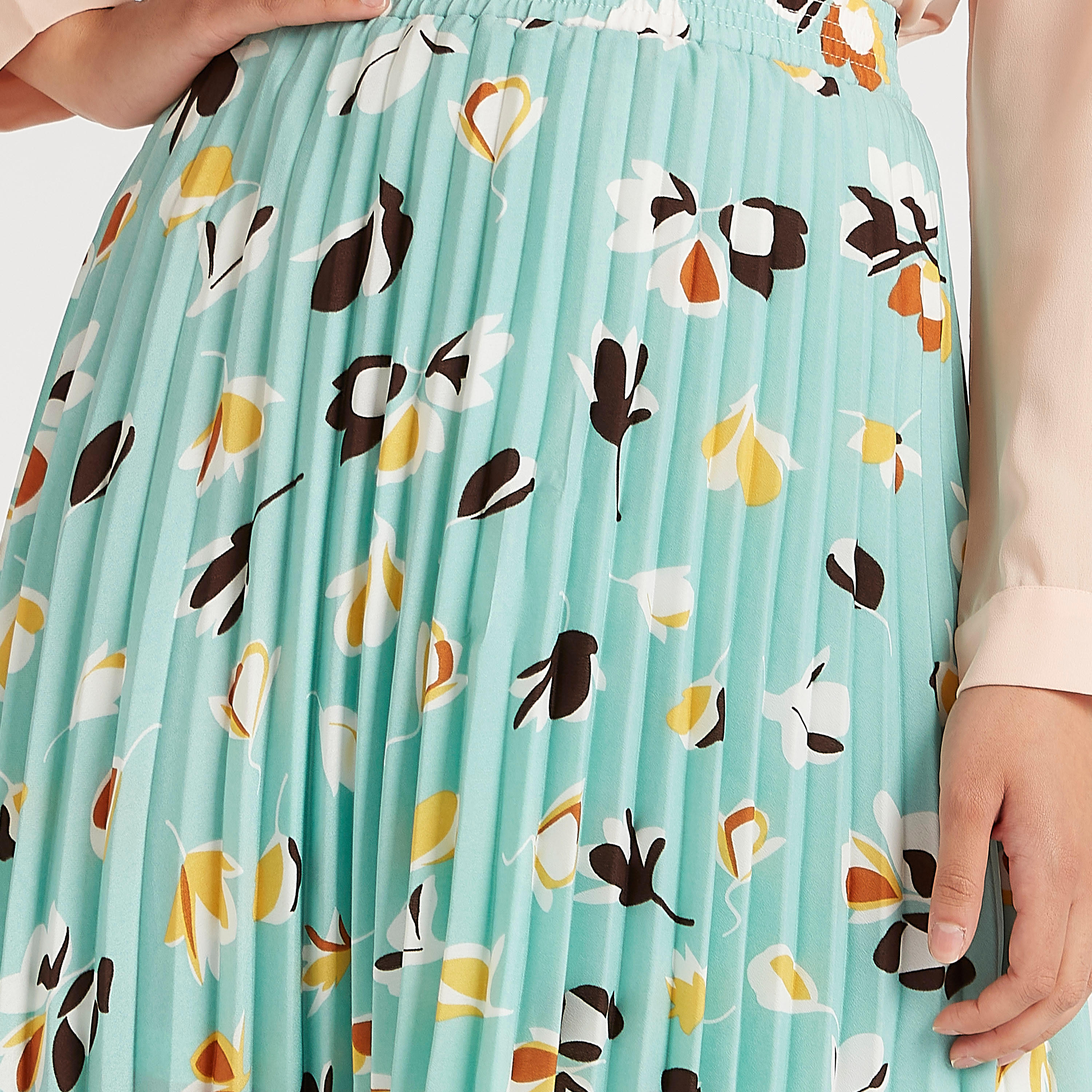 فستان طويل إيه لاين بثنايا وطبعات أزهار-women-clothing-bottoms-skirts-image-5