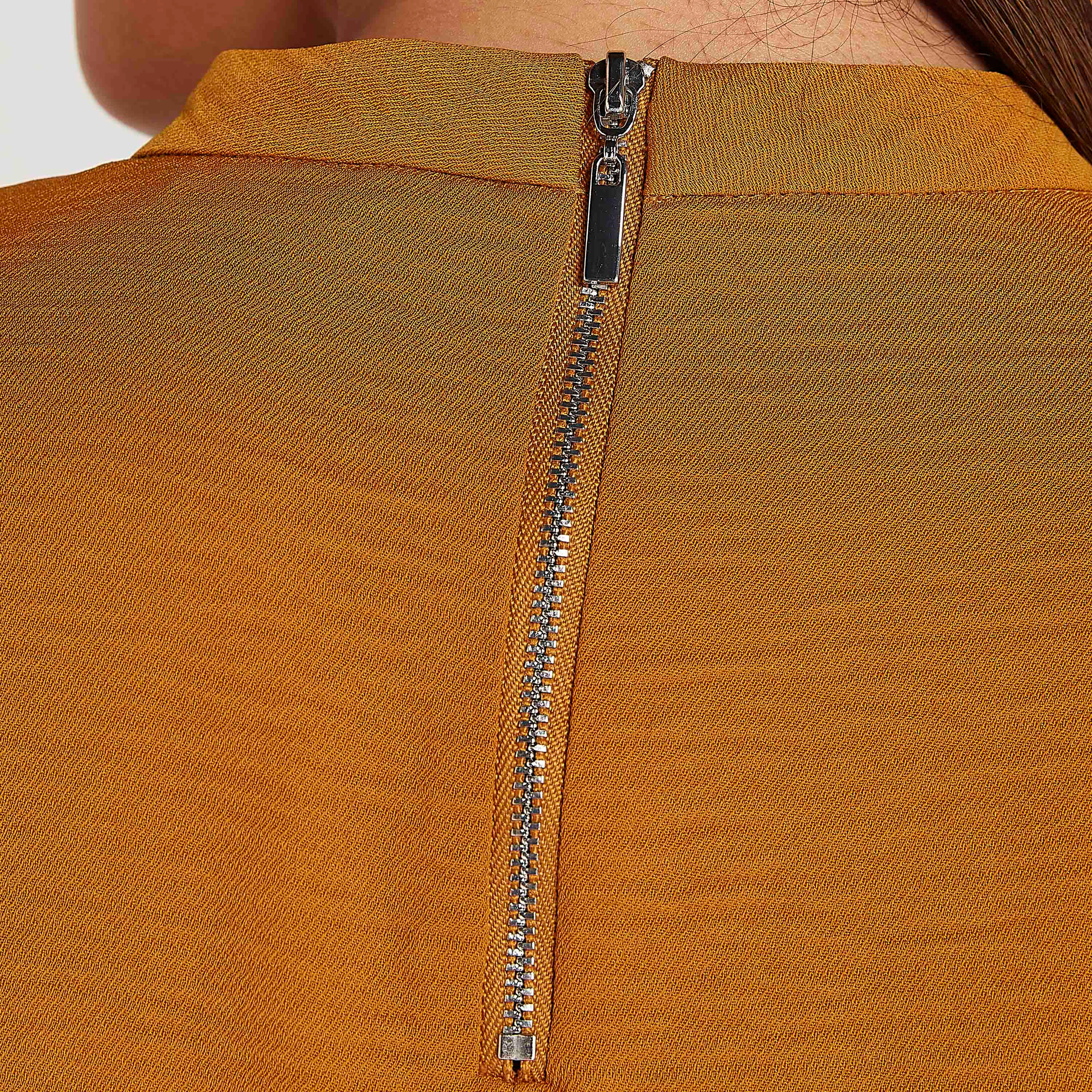 Textured Top with Zipper Back and High Neck-women-clothing-shirtsandblouses-blouses-image-3