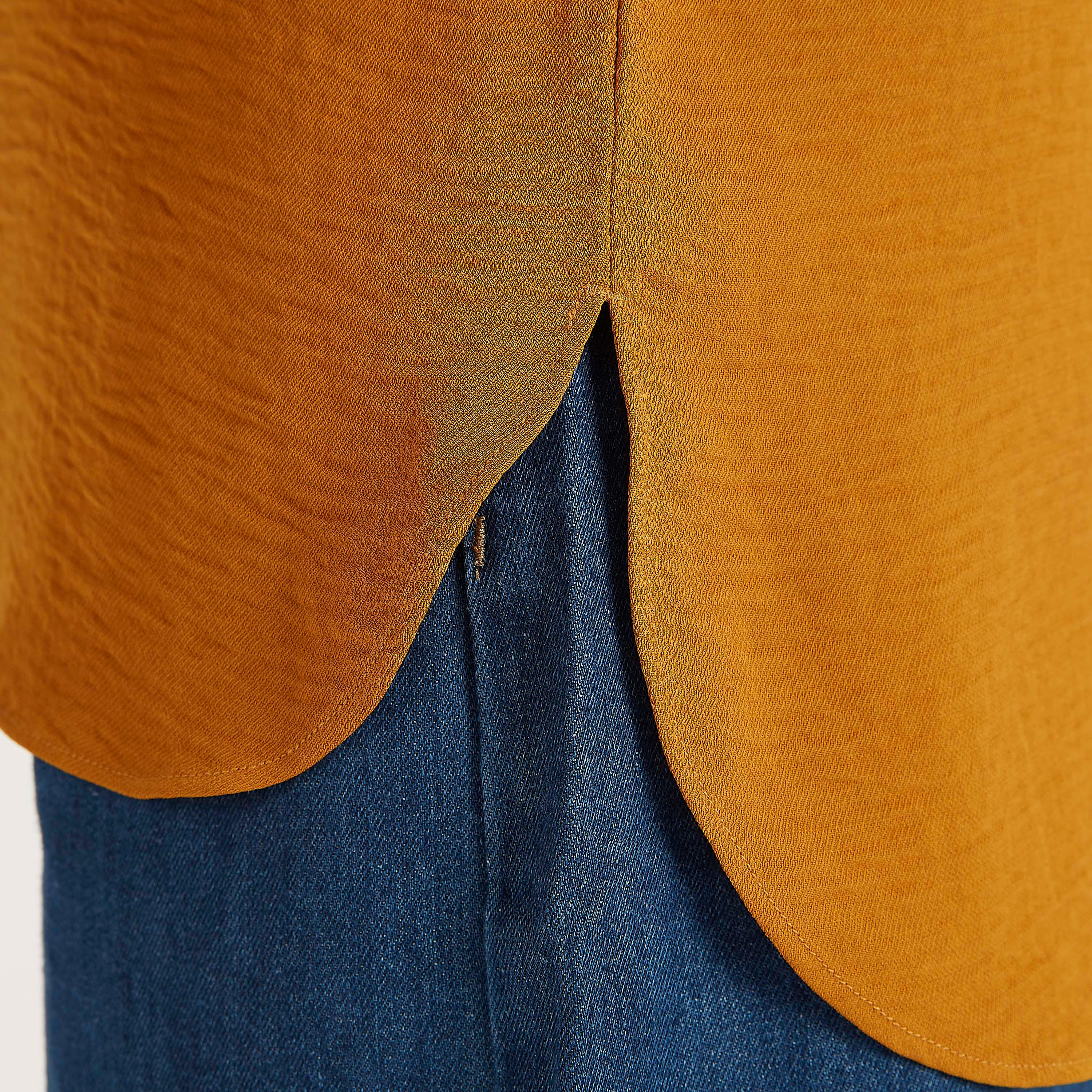 Textured Top with Zipper Back and High Neck-women-clothing-shirtsandblouses-blouses-image-6