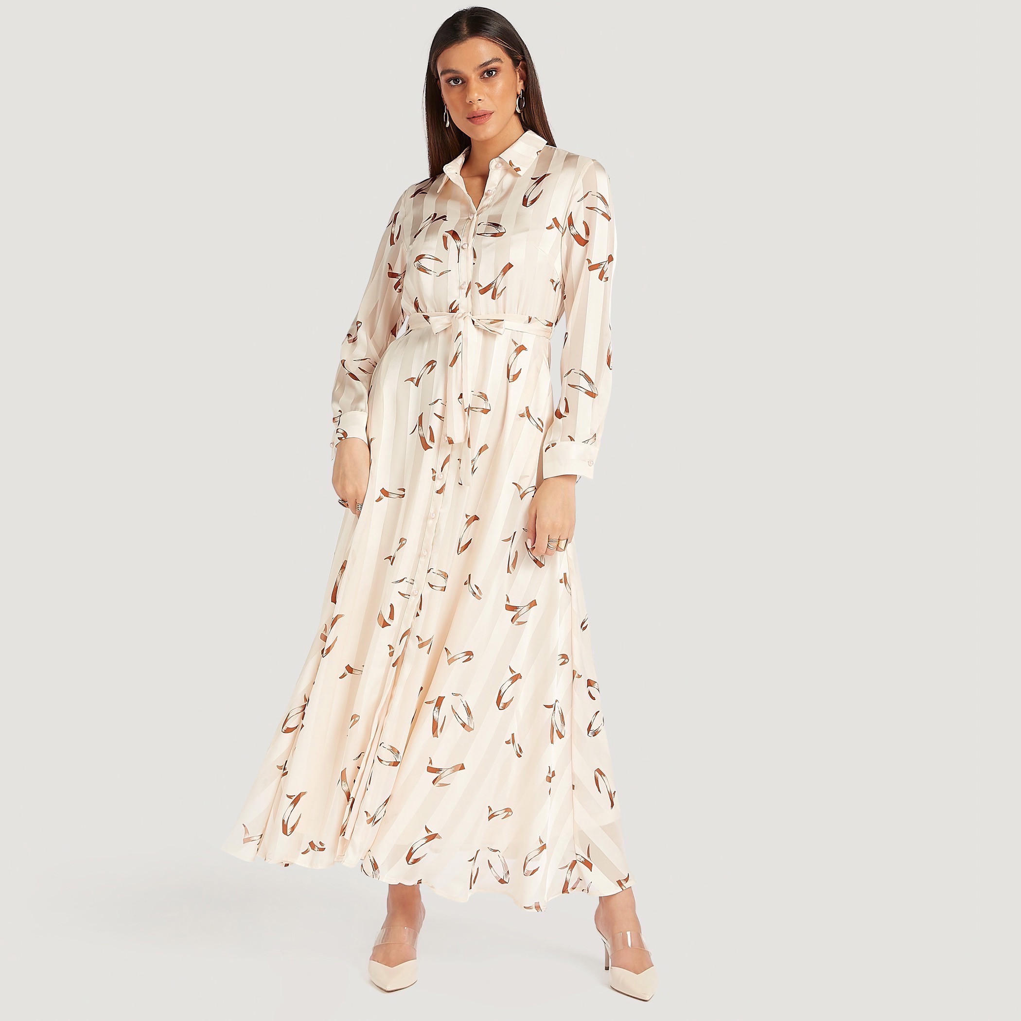 فستان طويل ايه لاين بأكمام طويلة وأربطة وطبعات-women-clothing-dresses-image-1