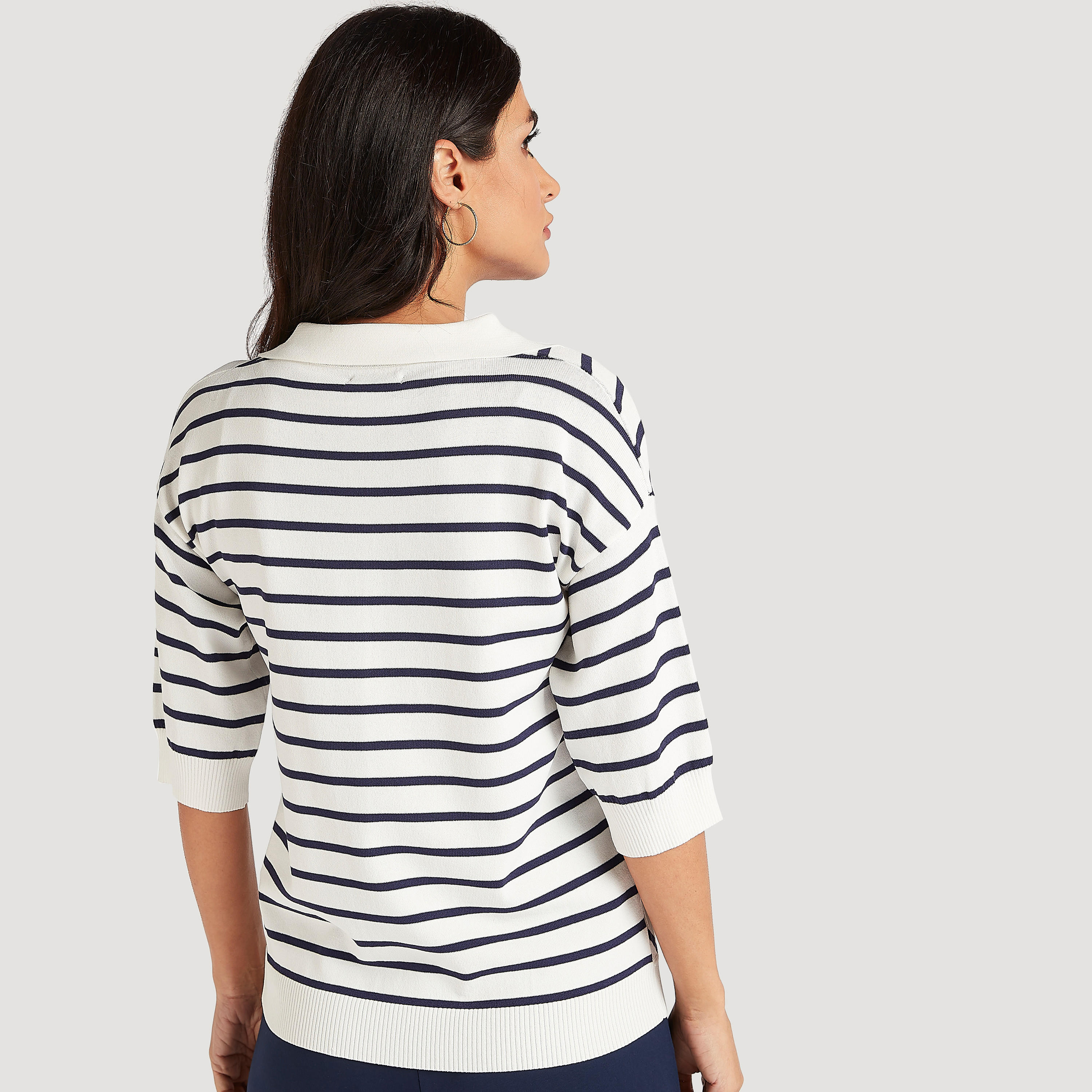 Striped Top with 3/4 Sleeves-women-clothing-shirtsandblouses-blouses-image-4