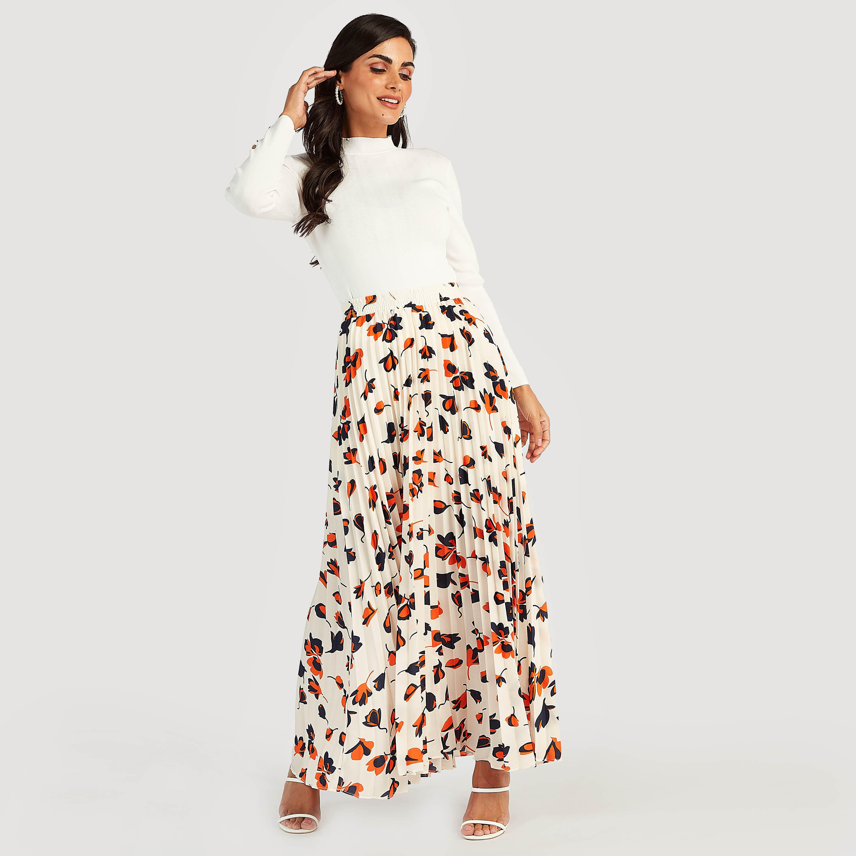 Floral Print Pleated Maxi A-line Skirt-women-clothing-bottoms-skirts-image-2