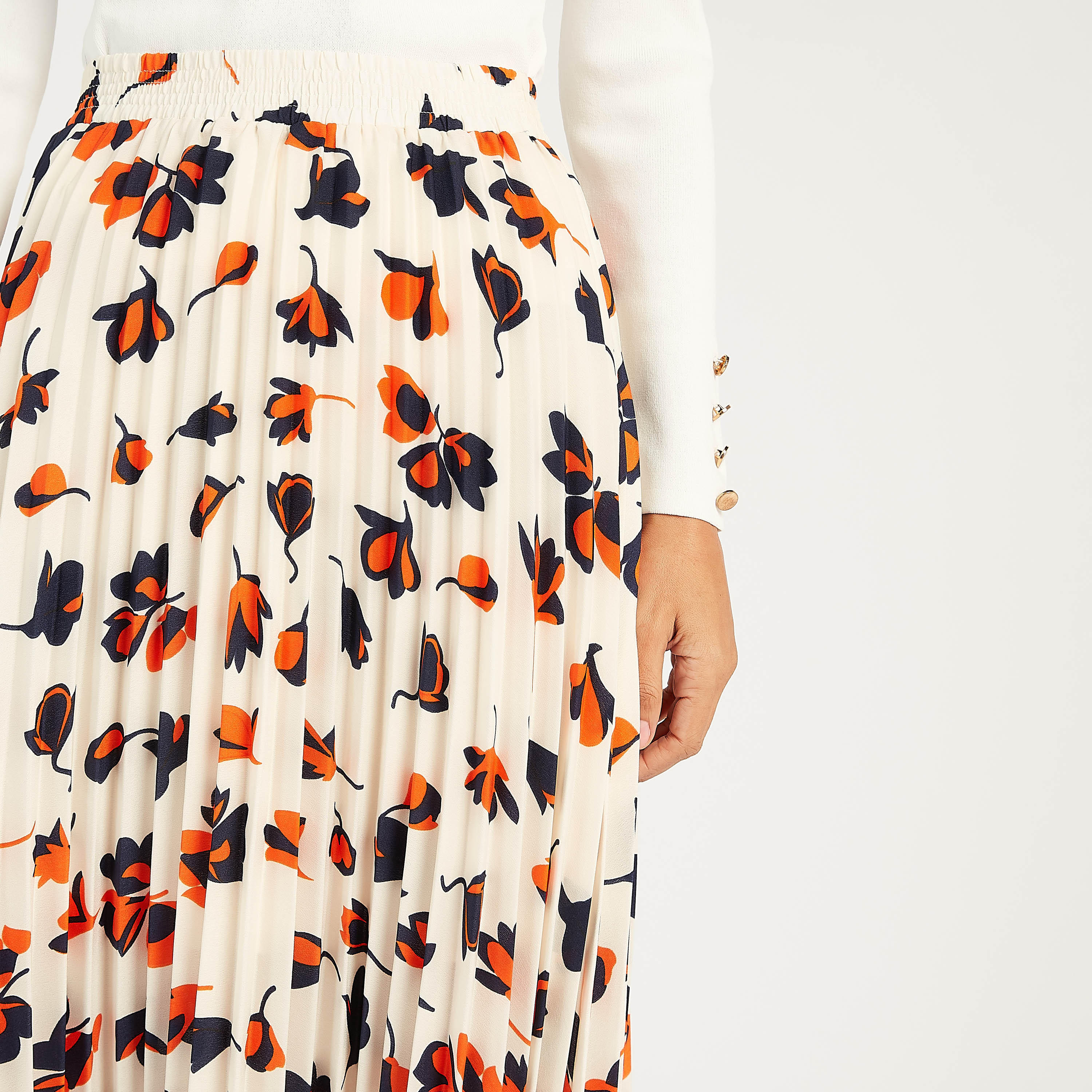 Floral Print Pleated Maxi A-line Skirt-women-clothing-bottoms-skirts-image-3