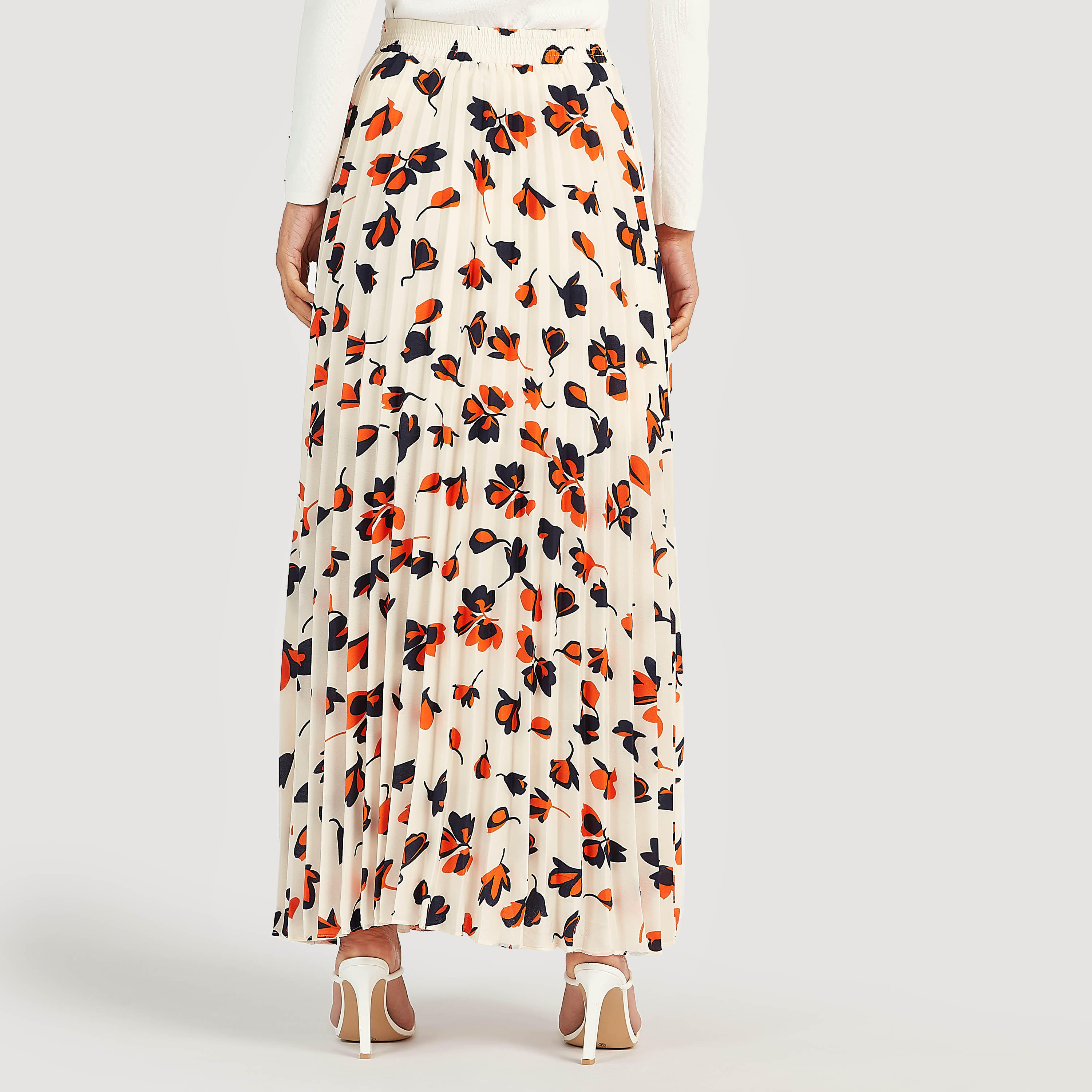 Floral Print Pleated Maxi A-line Skirt-women-clothing-bottoms-skirts-image-4