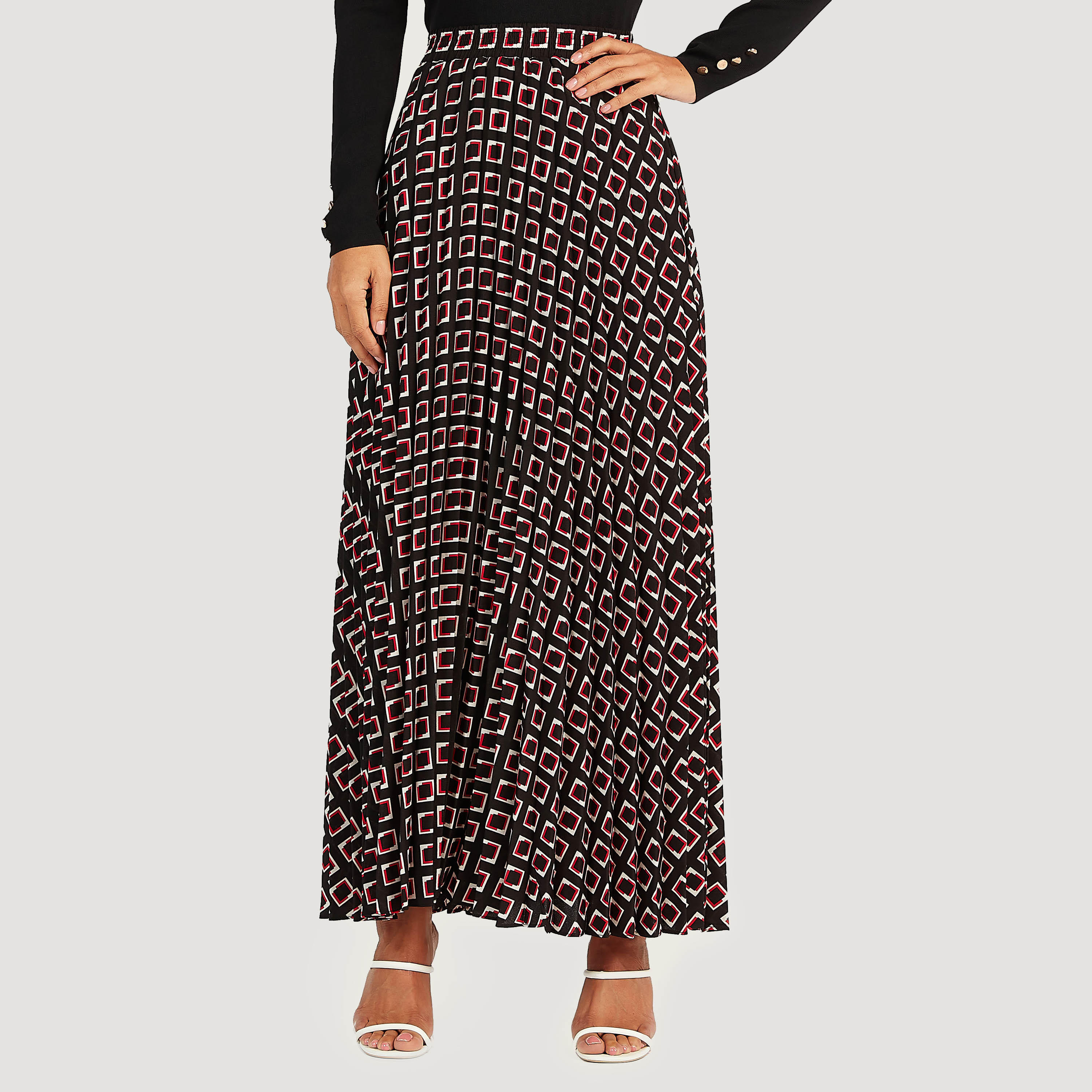 Printed Pleated Maxi A-line Skirt-women-clothing-bottoms-skirts-image-1
