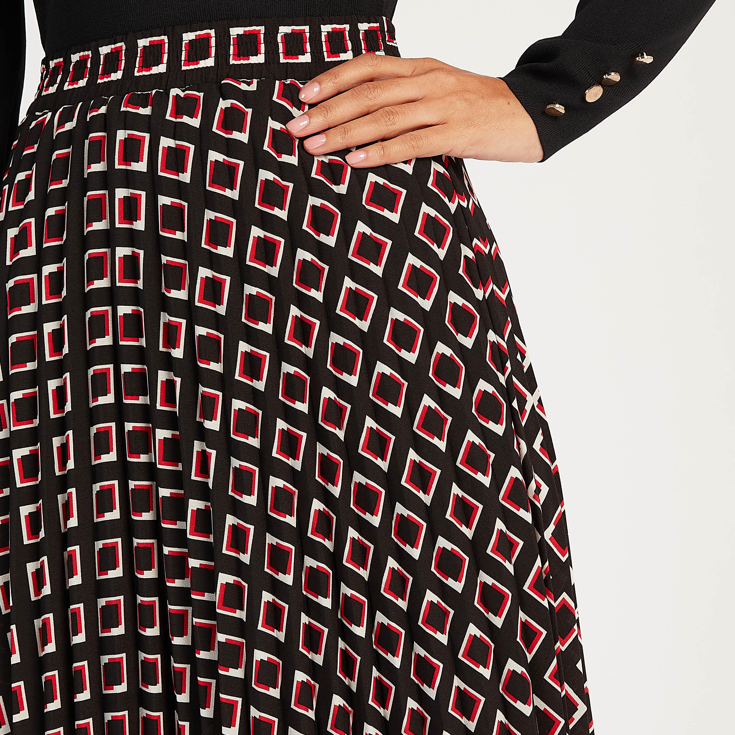 Printed Pleated Maxi A-line Skirt-women-clothing-bottoms-skirts-image-3