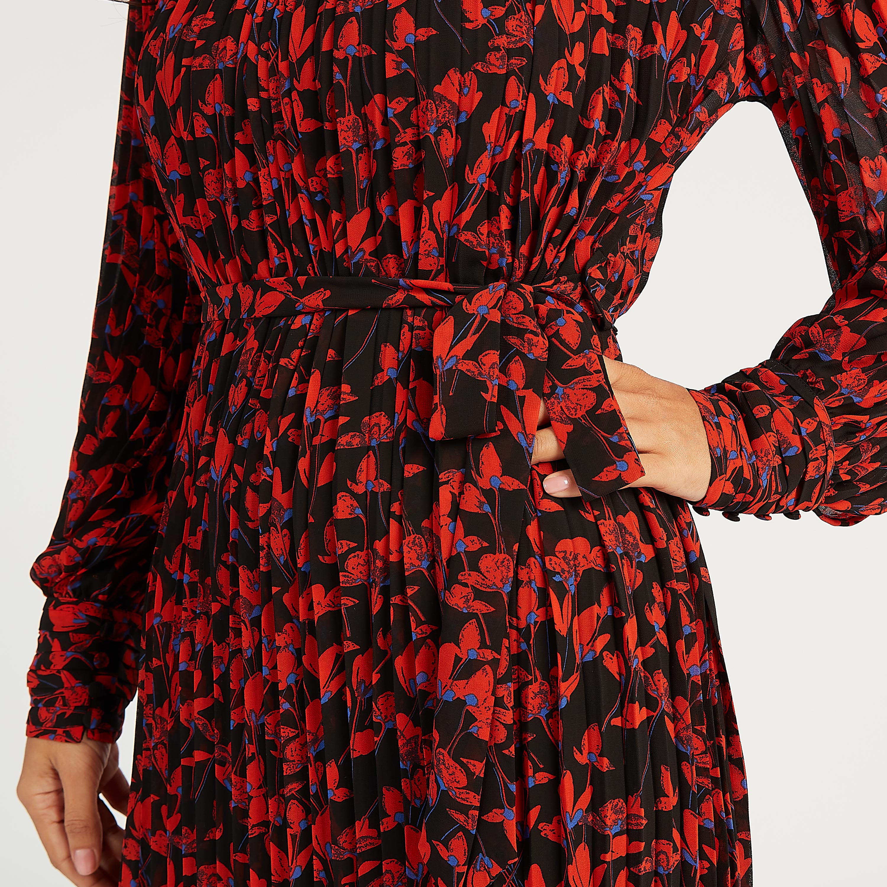 فستان طويل بطبعات أزهار وأكمام طويلة وأربطة-women-clothing-dresses-image-5