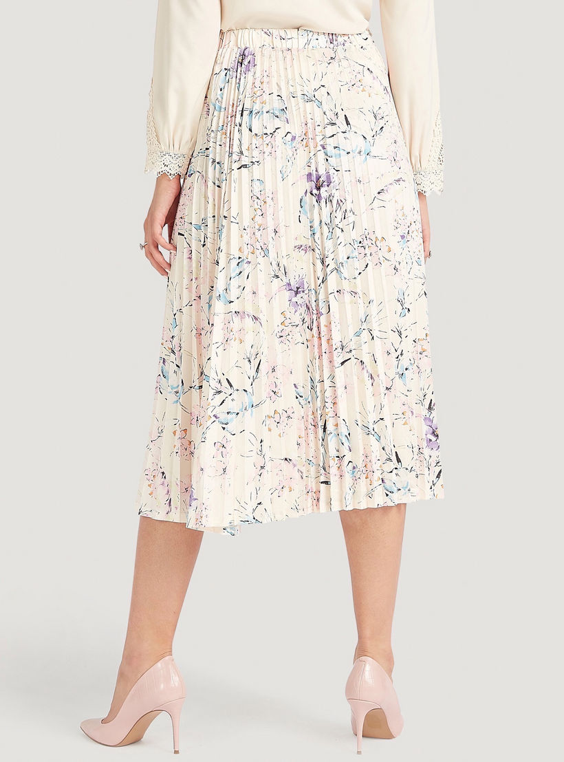 تنّورة ميدي إيه لاين بطبعات أزهار وكشكشة وخصر مطّاطي-women-clothing-bottoms-skirts-image-4