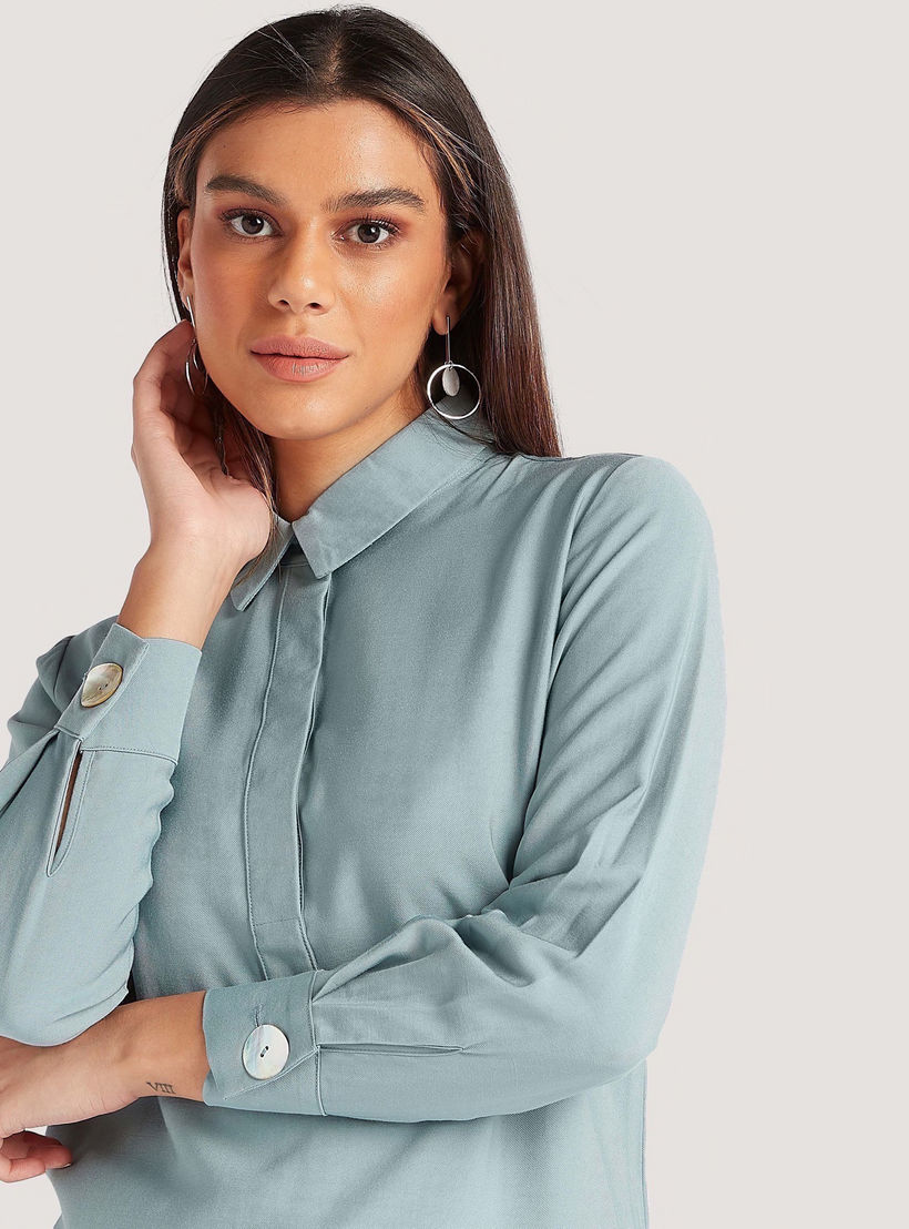 تونيك سادة بياقة عادية وأكمام طويلة-women-clothing-shirtsandblouses-blouses-image-3