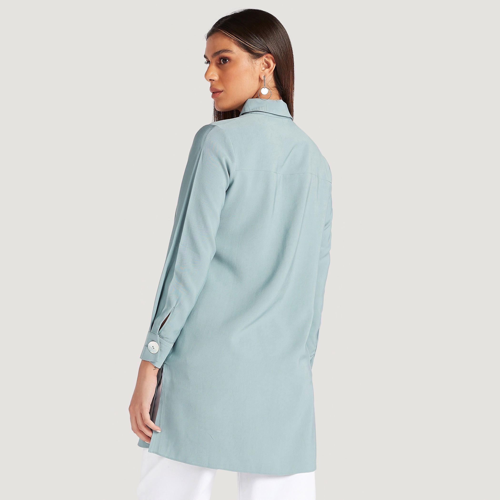 Solid Collared Tunic with Long Sleeves-women-clothing-shirtsandblouses-blouses-image-4