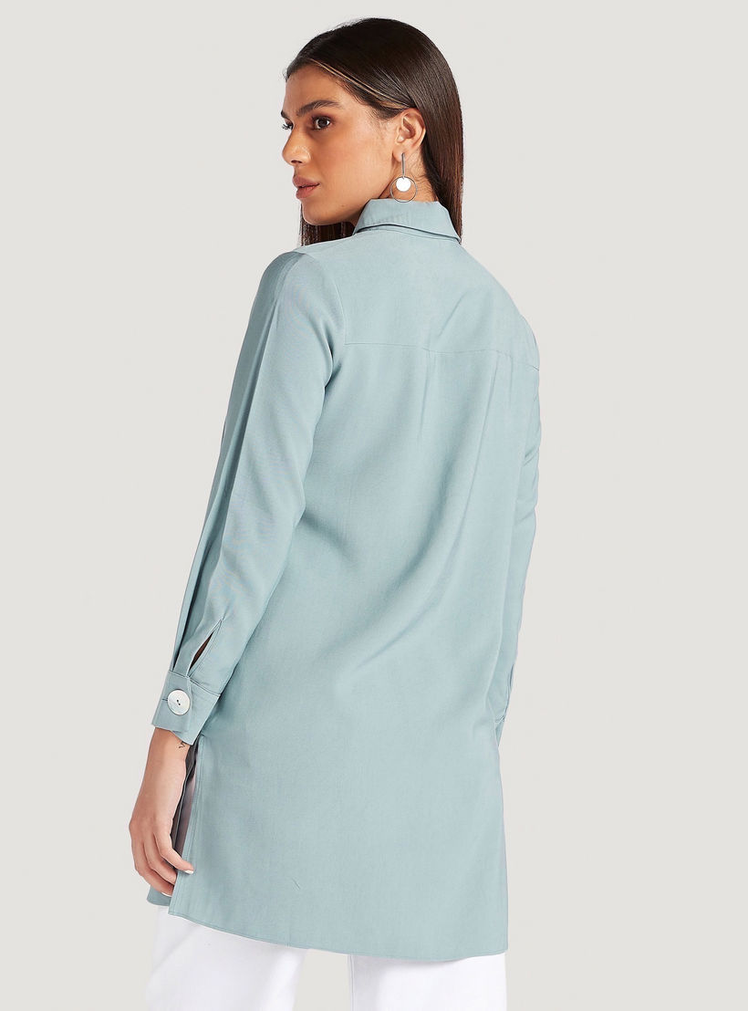 تونيك سادة بياقة عادية وأكمام طويلة-women-clothing-shirtsandblouses-blouses-image-4