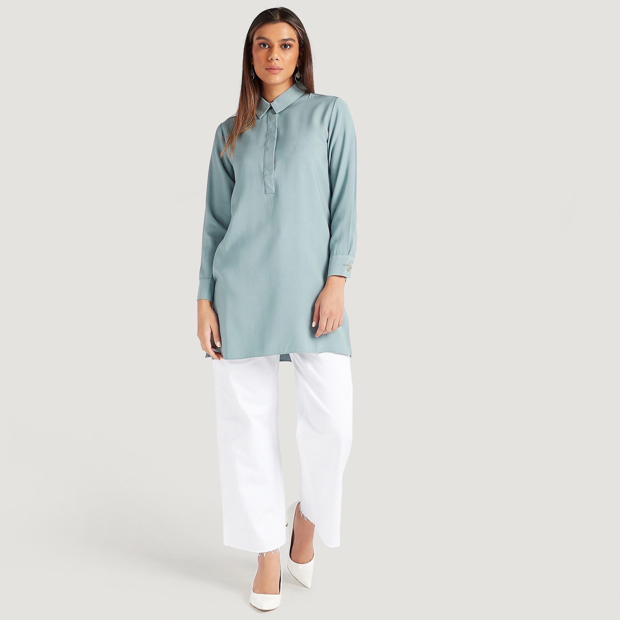 تونيك سادة بياقة عادية وأكمام طويلة-women-clothing-shirtsandblouses-blouses-image-6