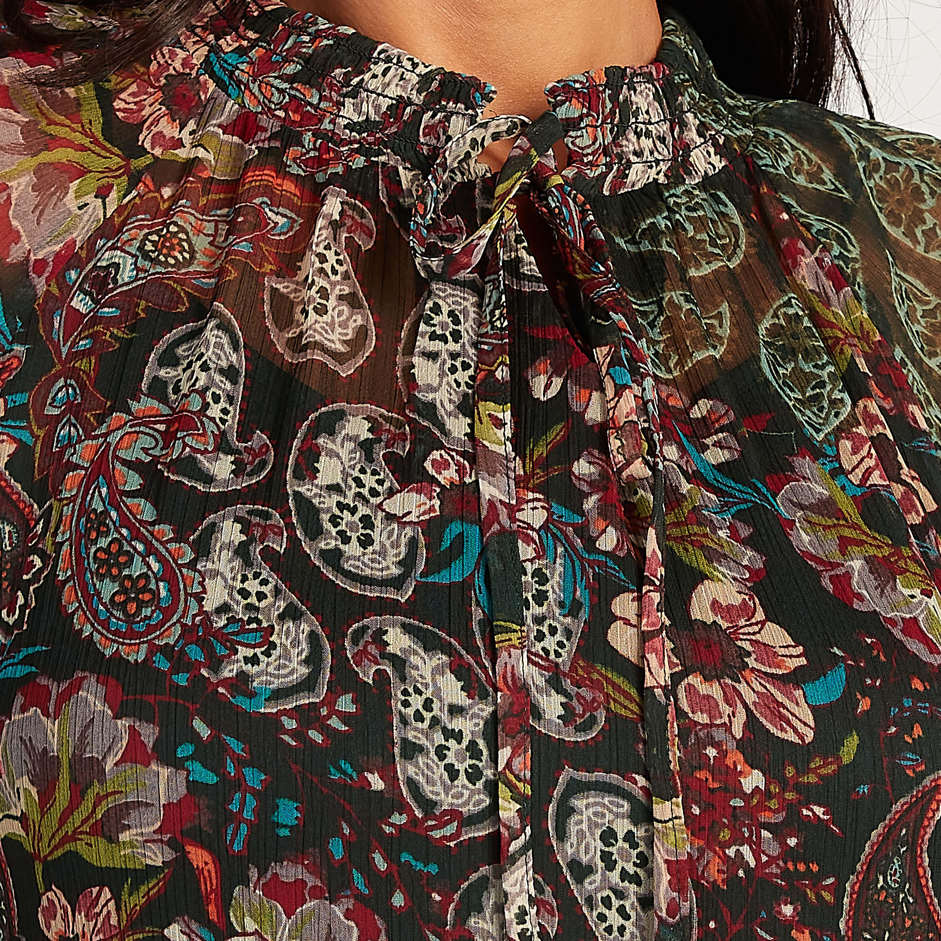 فستان إيه لاين طويل بأكمام طويلة وطبعات أزهار وربطة عنق-women-clothing-dresses-image-5