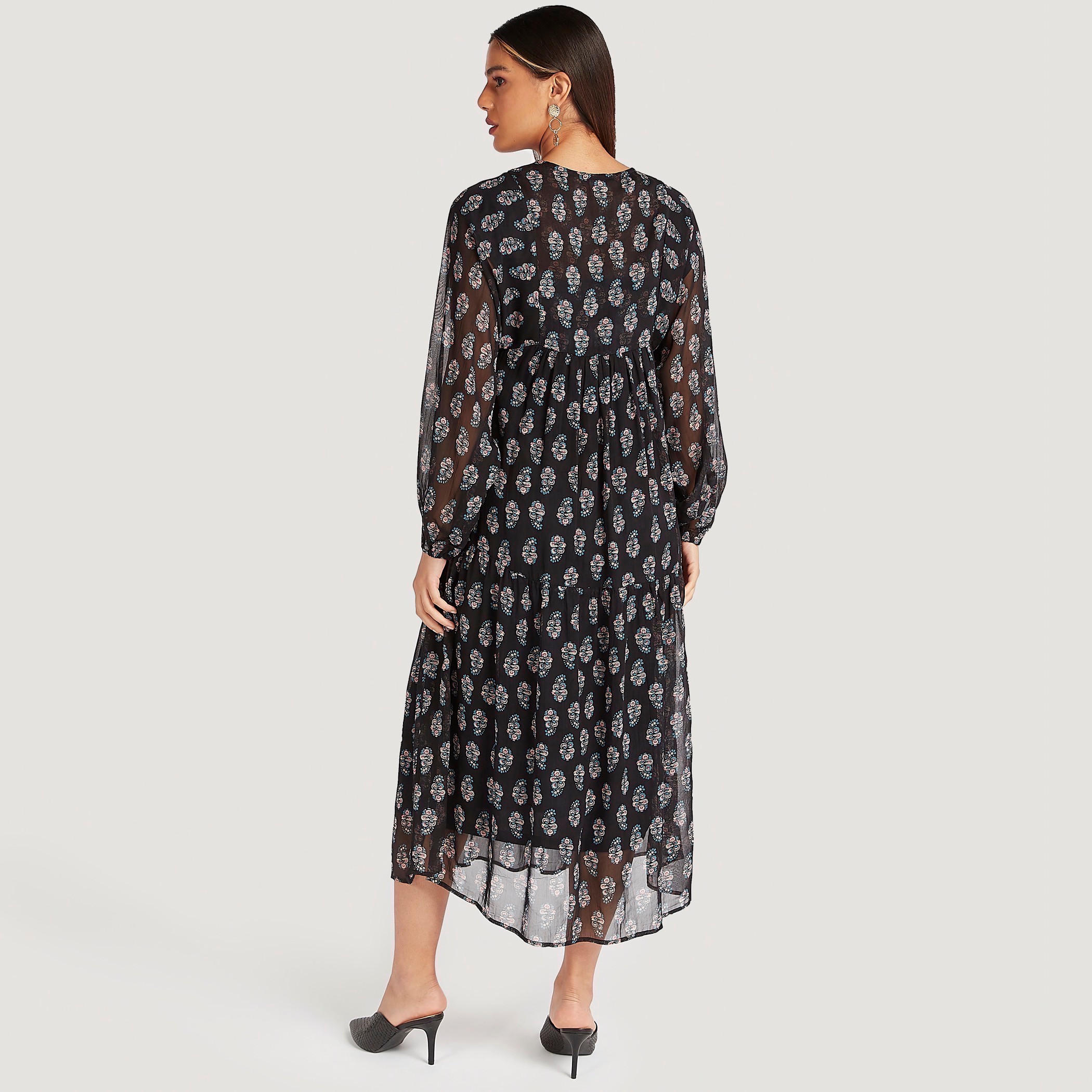 فستان مطرّز إيه لاين متوسط الطول بأكمام طويلة-women-clothing-dresses-image-4