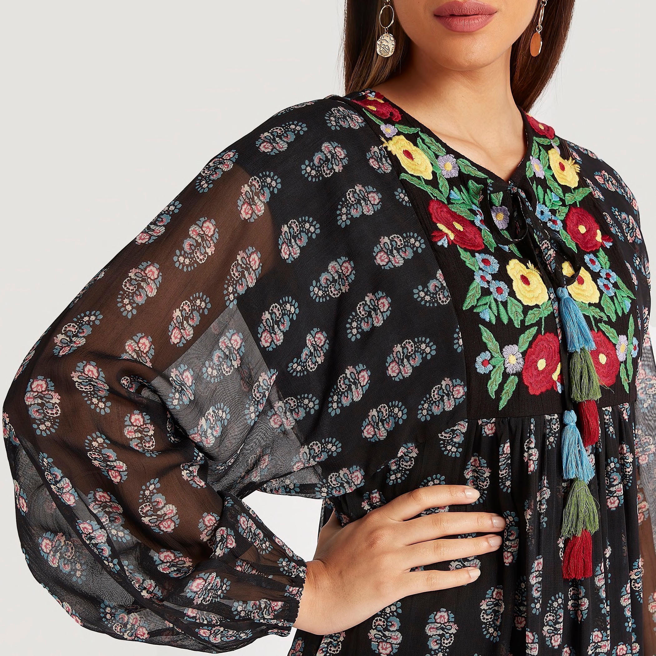 فستان مطرّز إيه لاين متوسط الطول بأكمام طويلة-women-clothing-dresses-image-6