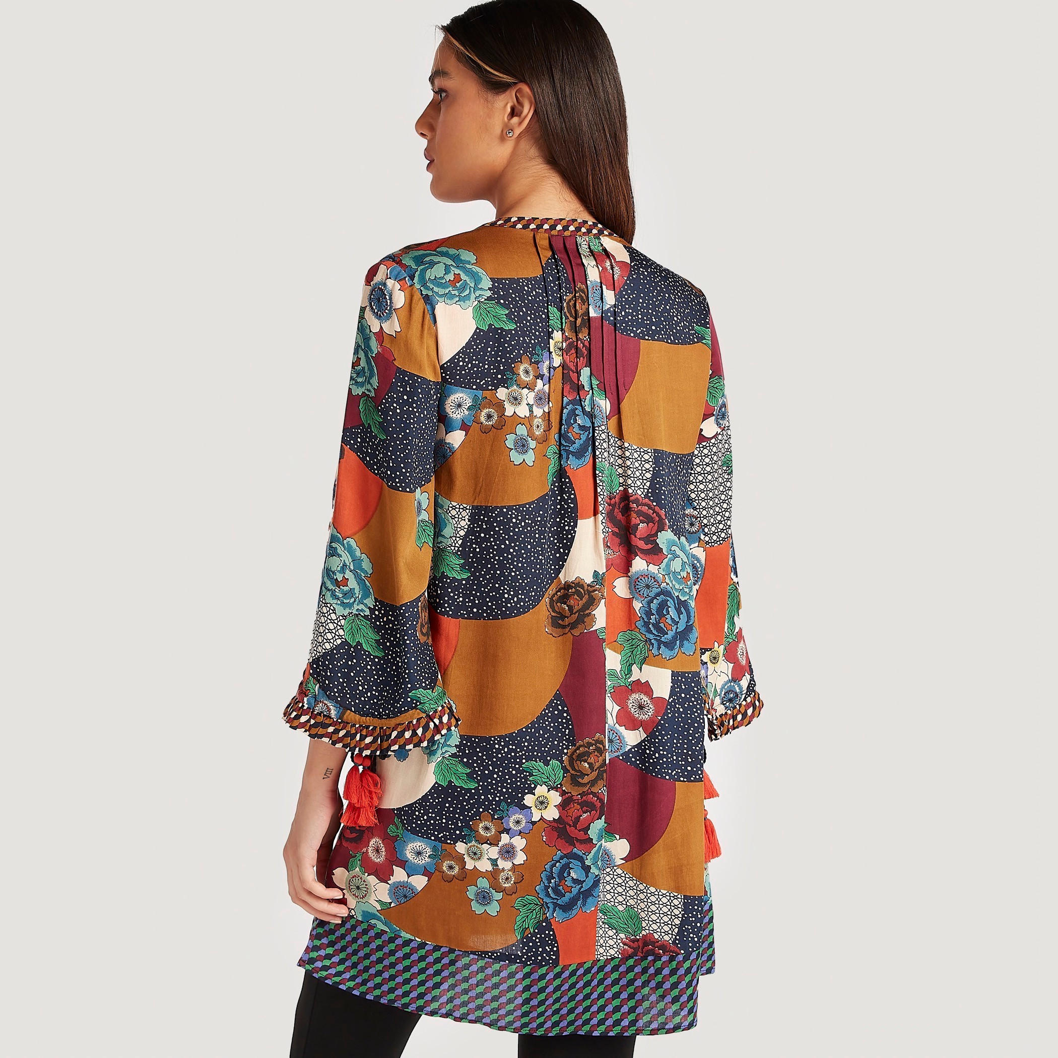 Printed Tunic with Flared Sleeves and Neck Tie-Ups-women-clothing-shirtsandblouses-blouses-image-4