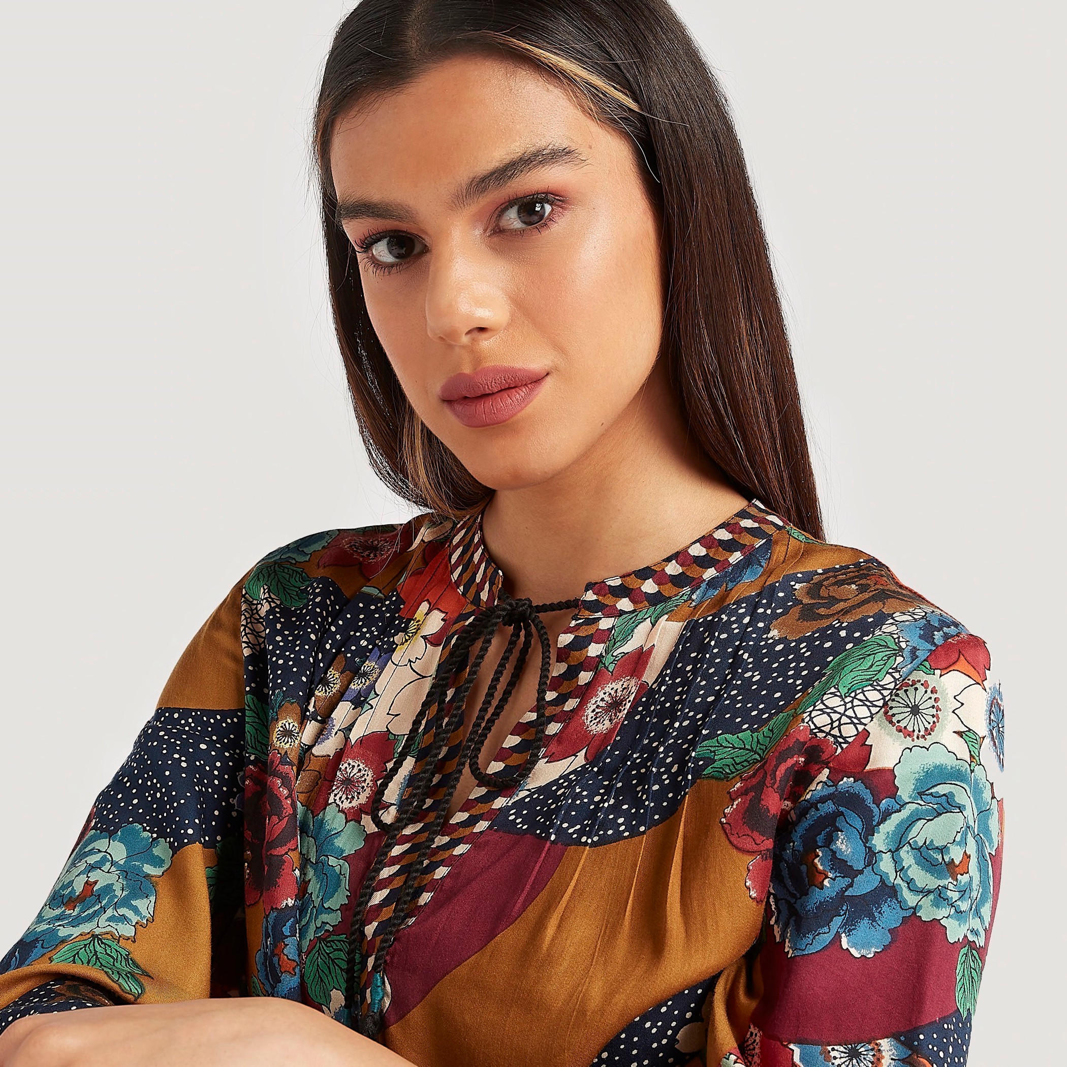 Printed Tunic with Flared Sleeves and Neck Tie-Ups-women-clothing-shirtsandblouses-blouses-image-6