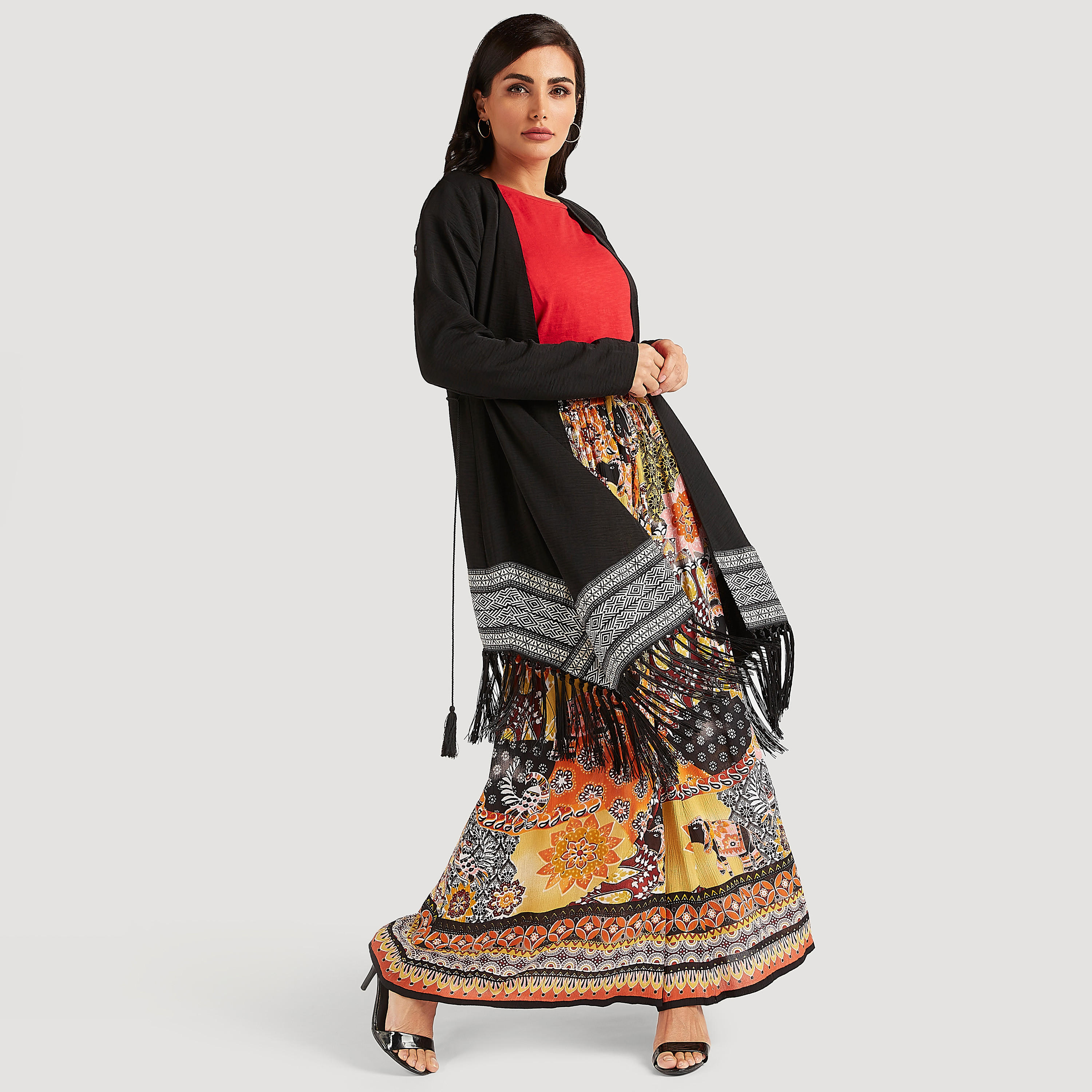 بونشو خفيف مطرّز بشراشيب وأكمام طويلة-women-winterwear-cardigansandjumpers-cardigans-image-2