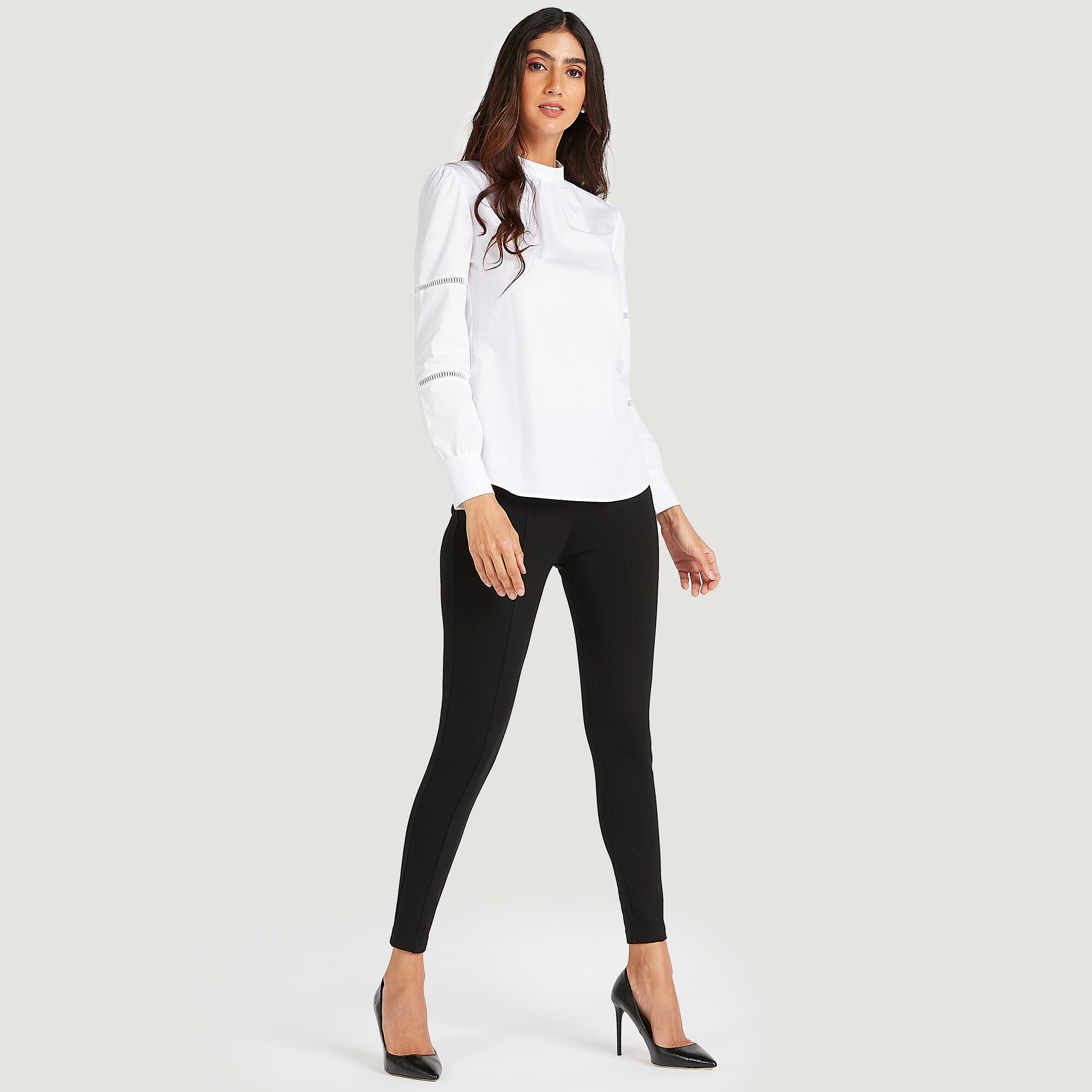Solid Slim Fit Mid-Rise Treggings with Elasticated Waistband-women-clothing-bottoms-trousers-image-2