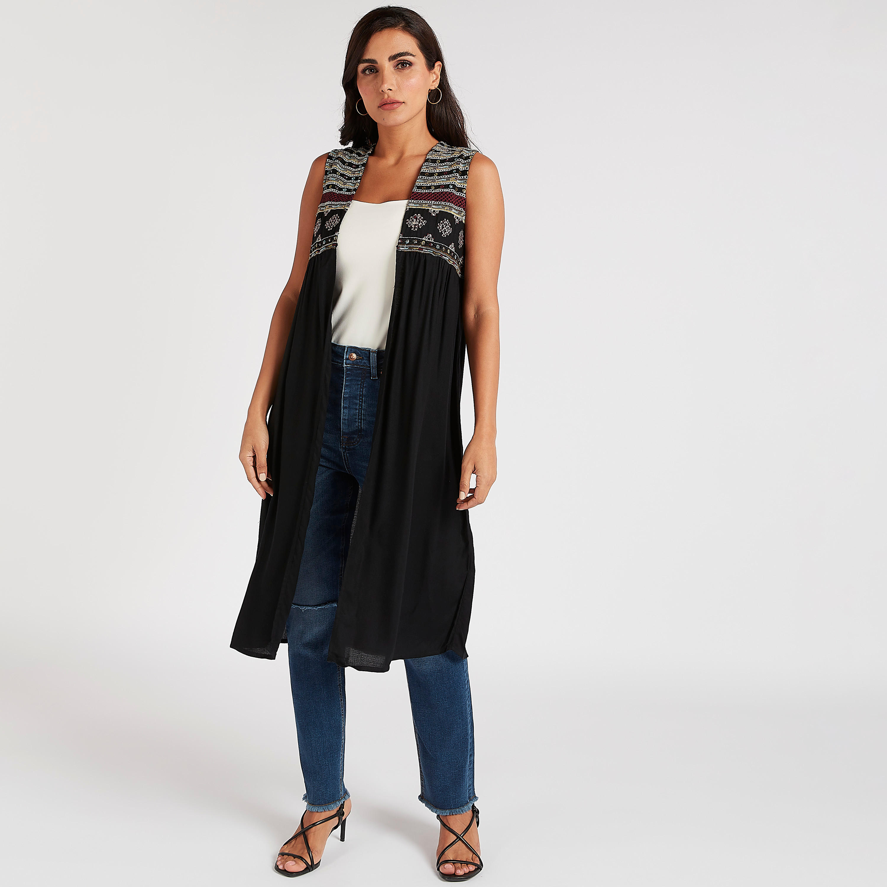 جاكيت مطرّز طويل دون أكمام-women-winterwear-coatsandjackets-jackets-image-2