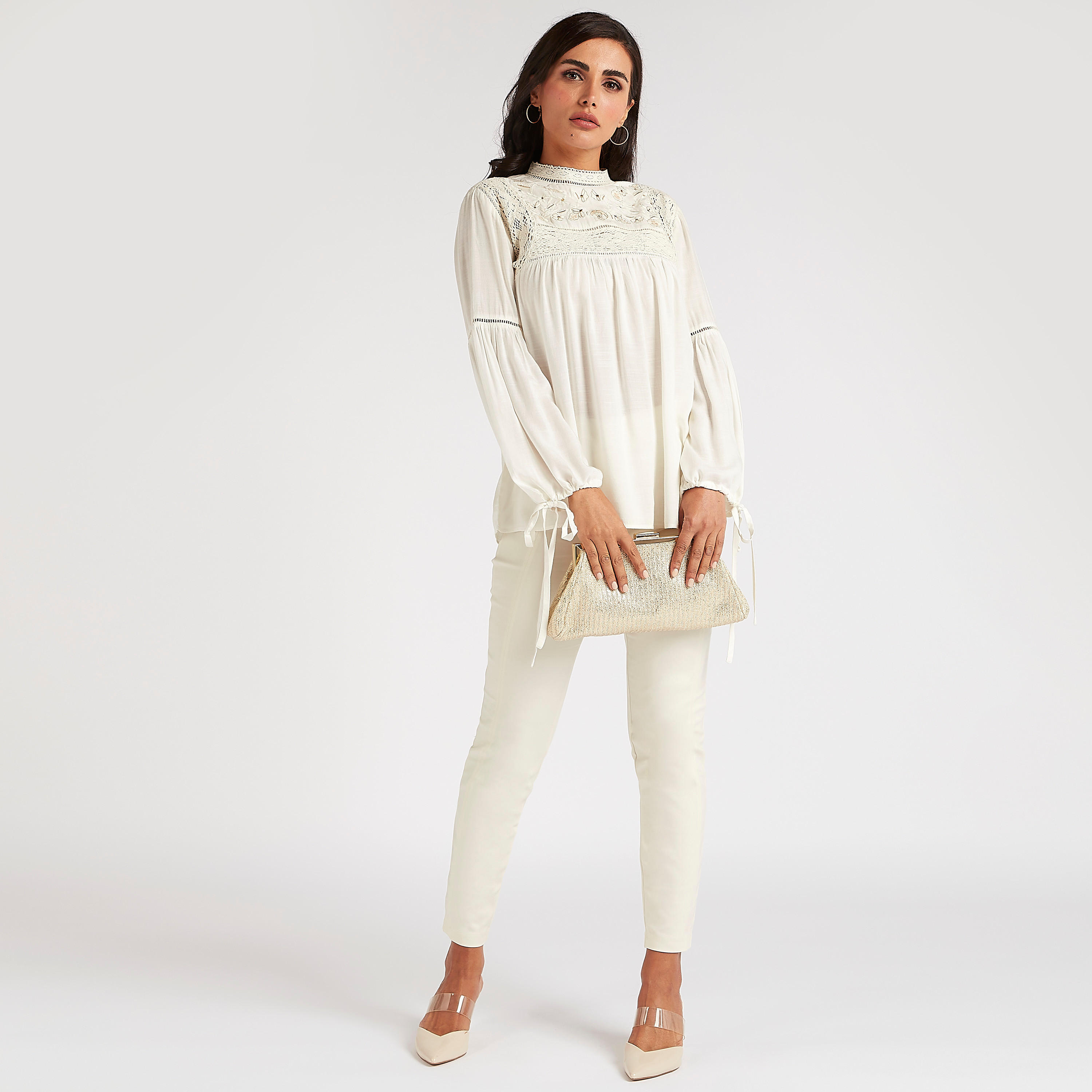 Embroidered Top with High Neck and Long Sleeves-women-clothing-shirtsandblouses-blouses-image-2