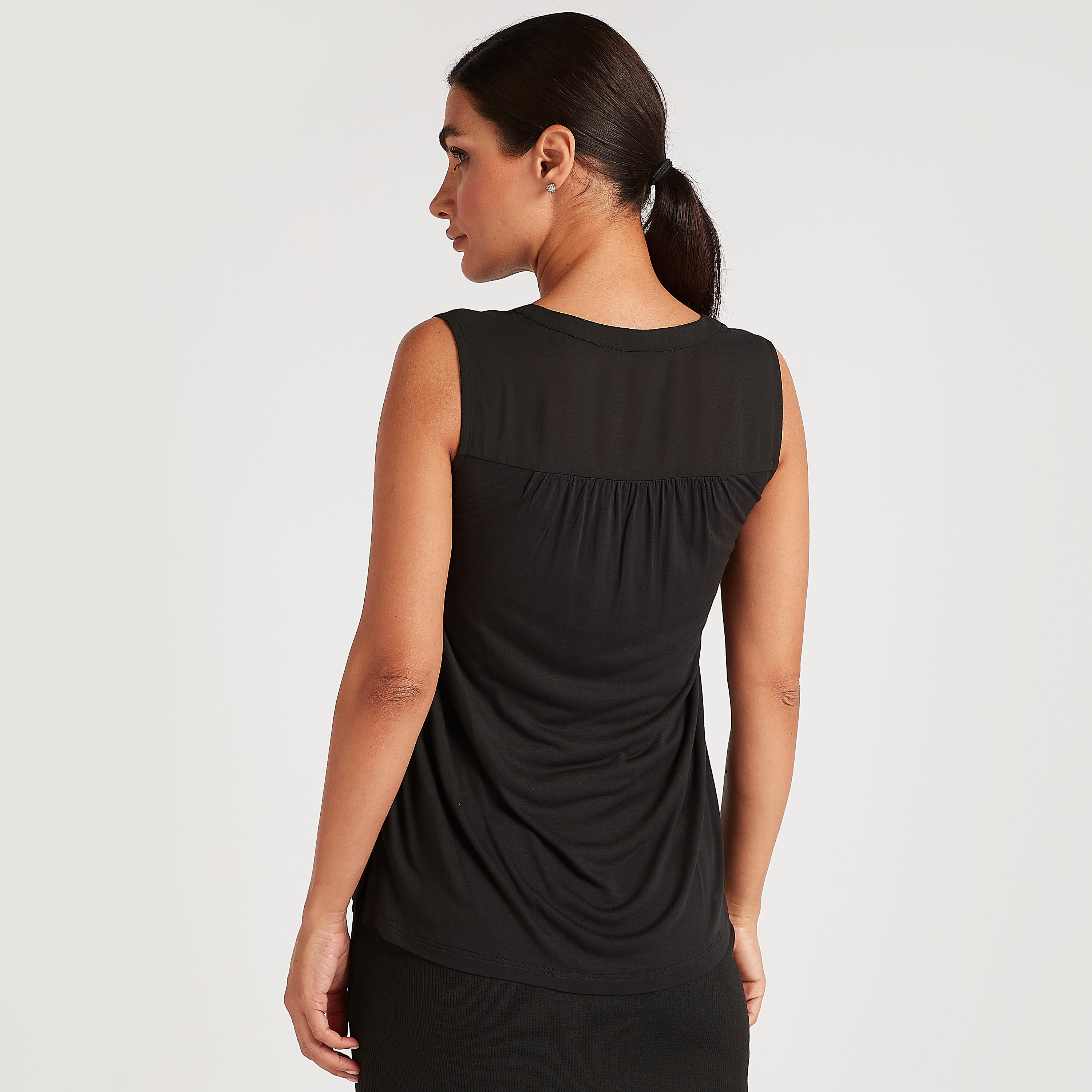 Solid V-neck Sleeveless Top-women-clothing-shirtsandblouses-blouses-image-4