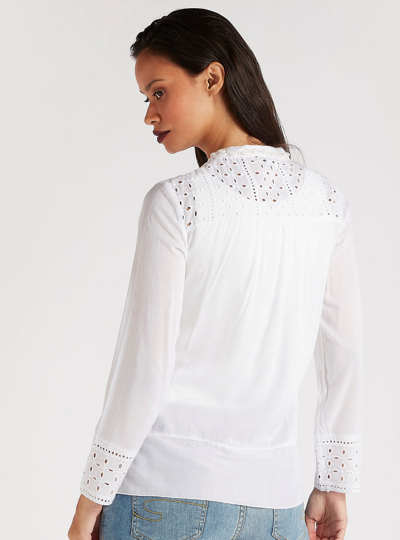 بلوزة مزيّنة بياقة عالية وأكمام طويلة-women-clothing-shirtsandblouses-blouses-image-1