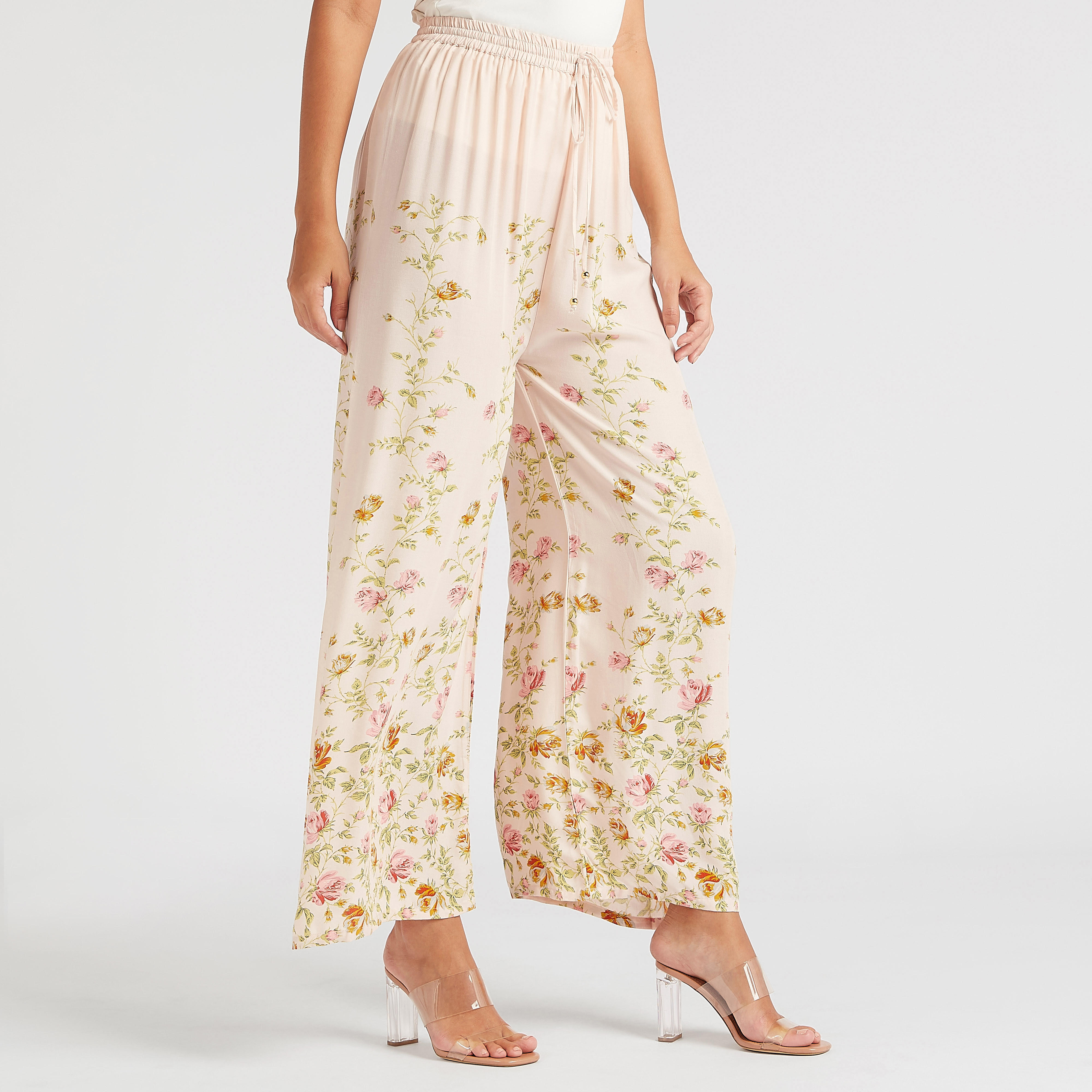 بنطلون واسع بخصر متوسط الارتفاع بطبعات أزهار وخصر مطّاطي-women-clothing-bottoms-trousers-image-1