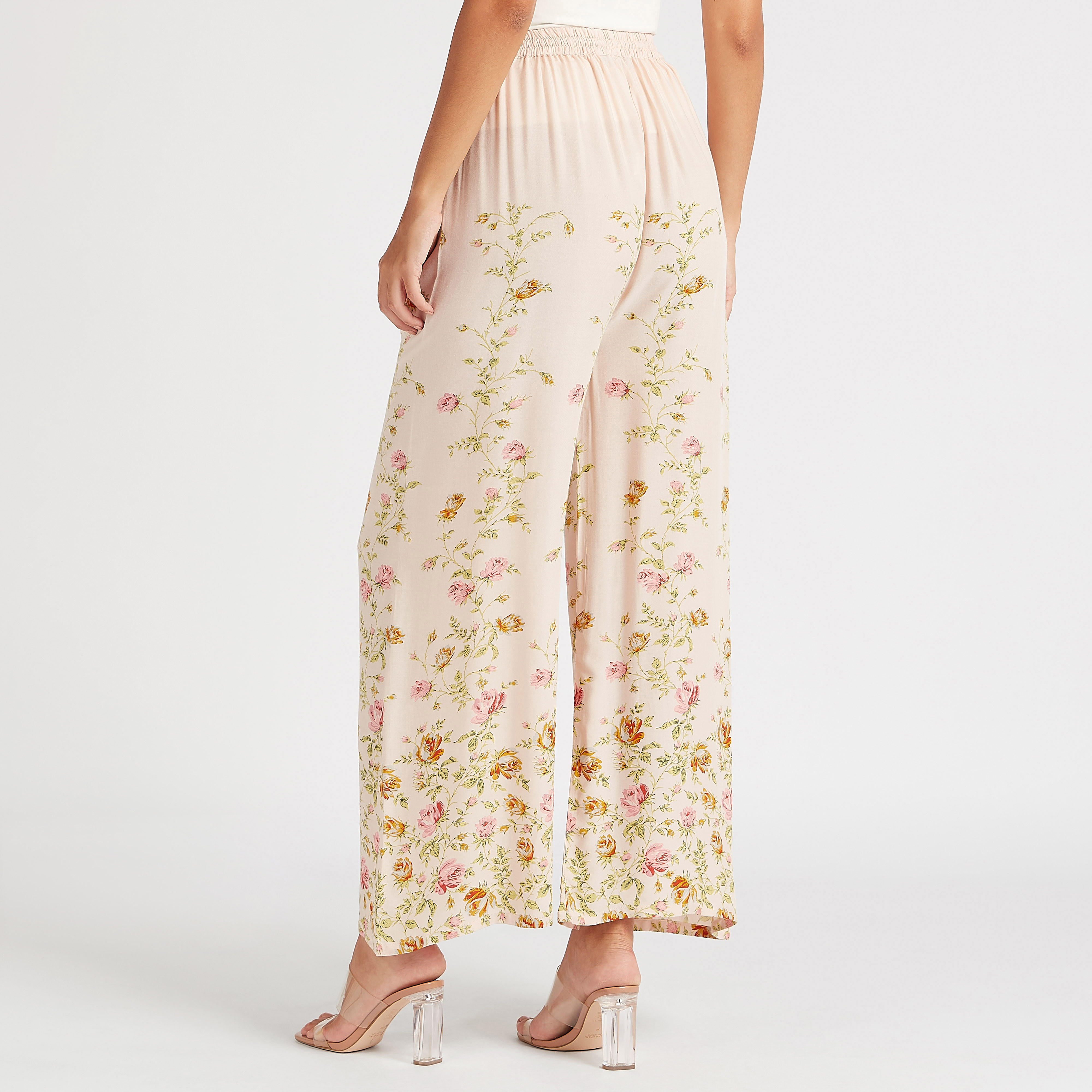 بنطلون واسع بخصر متوسط الارتفاع بطبعات أزهار وخصر مطّاطي-women-clothing-bottoms-trousers-image-4