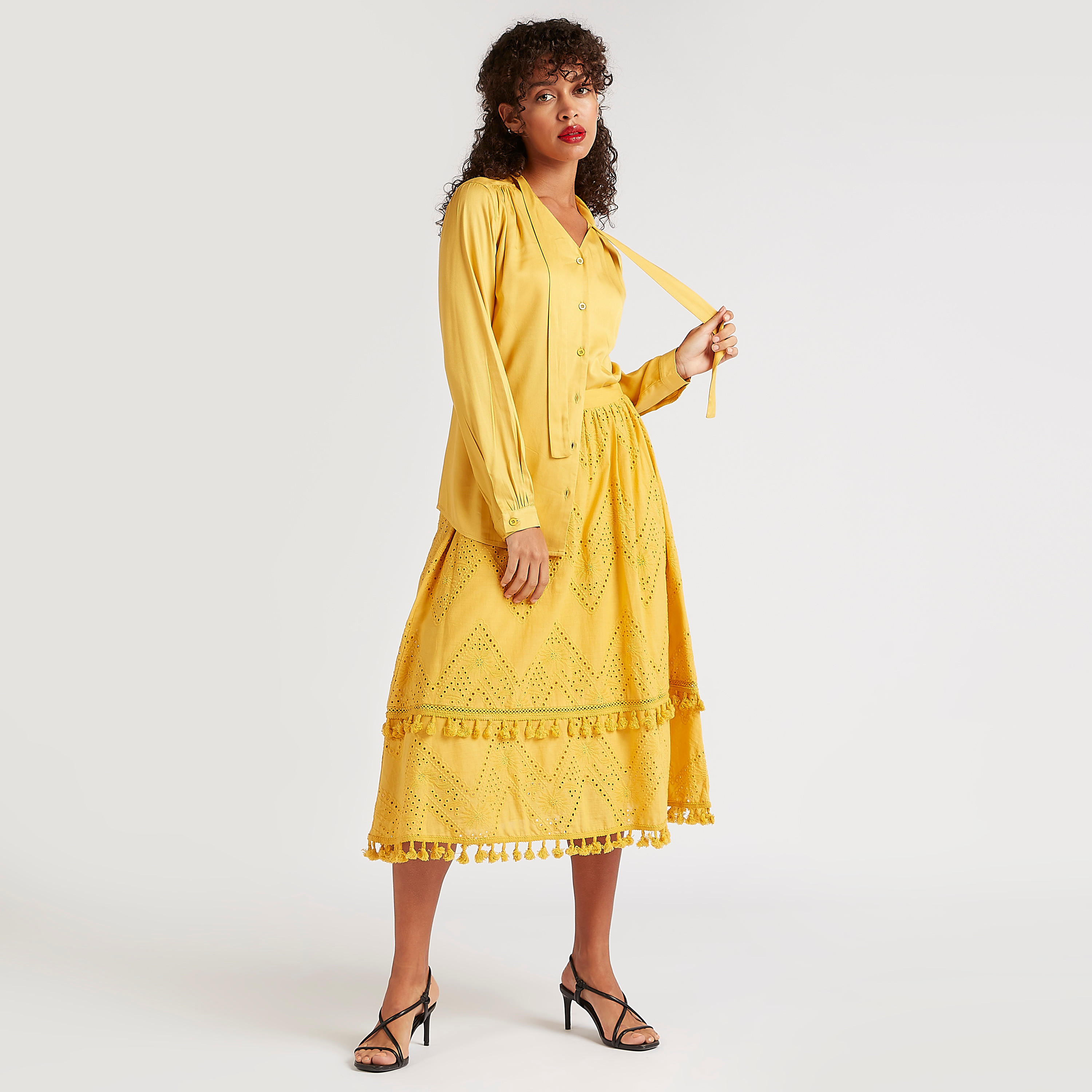 Solid Top with Neck Tie-Ups and Long Sleeves-women-clothing-shirtsandblouses-blouses-image-2