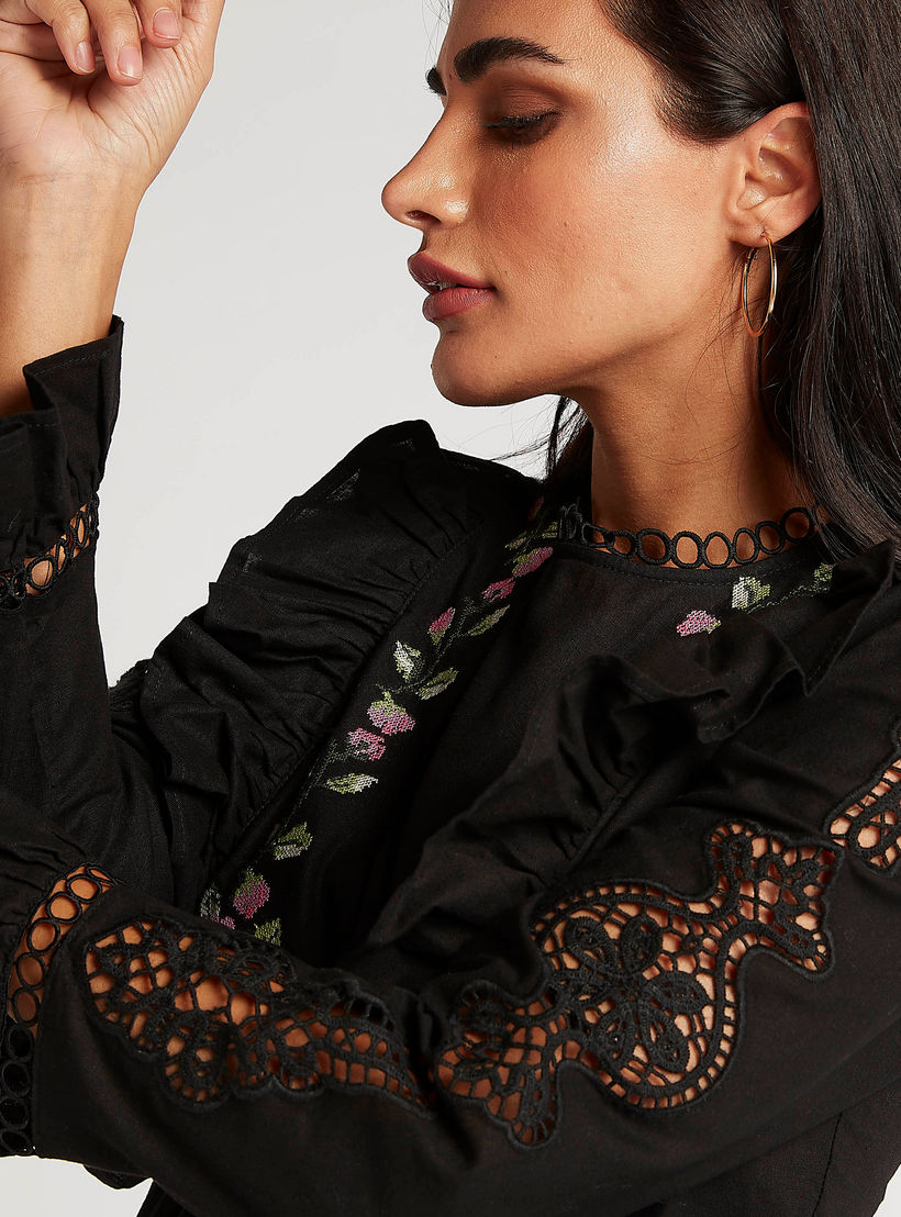 Embroidered High Neck Top with Long Sleeves-women-clothing-shirtsandblouses-blouses-image-5