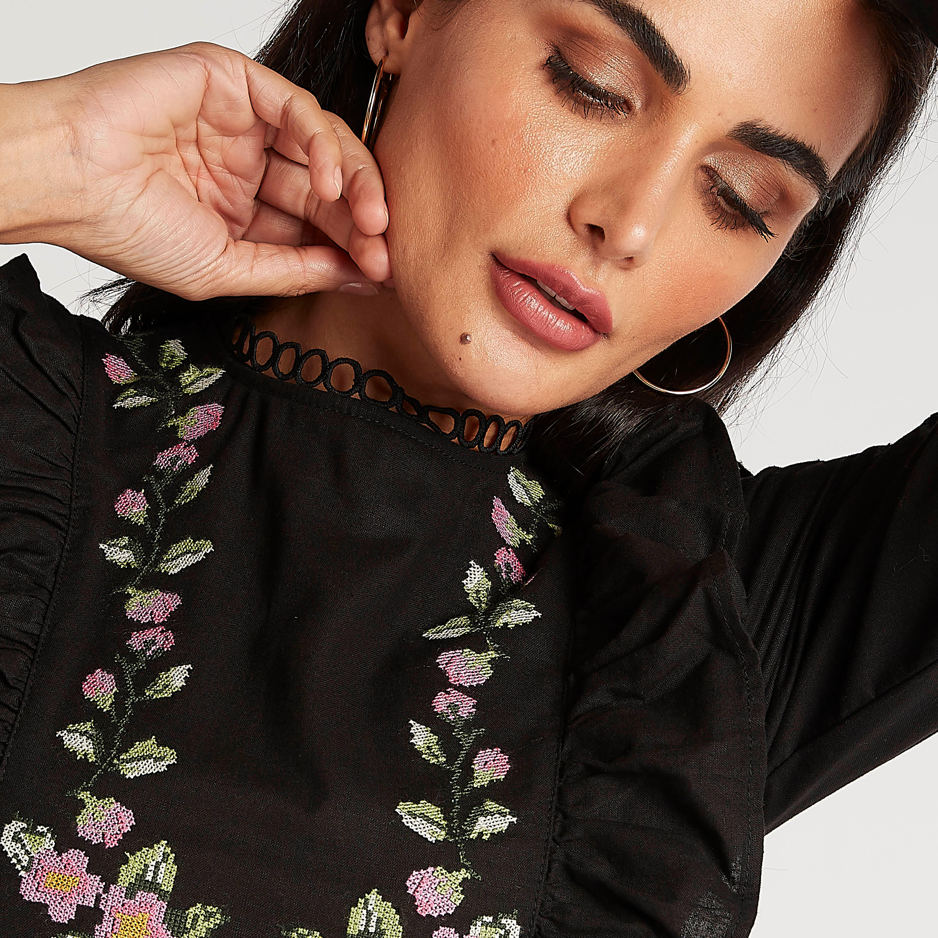Embroidered High Neck Top with Long Sleeves-women-clothing-shirtsandblouses-blouses-image-6