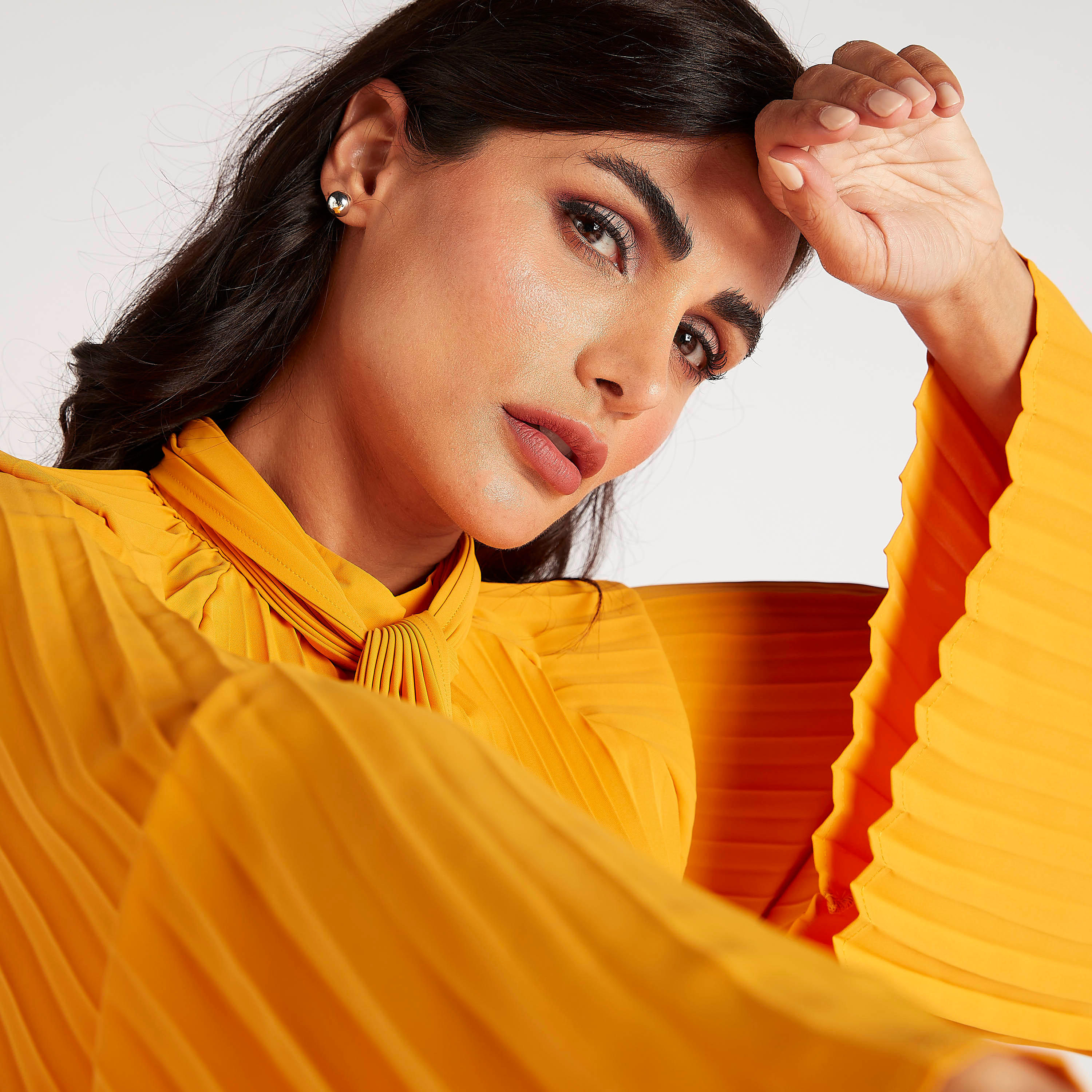 Pleated Top with Neck Tie-Up and Flared Sleeves-women-clothing-shirtsandblouses-blouses-image-3