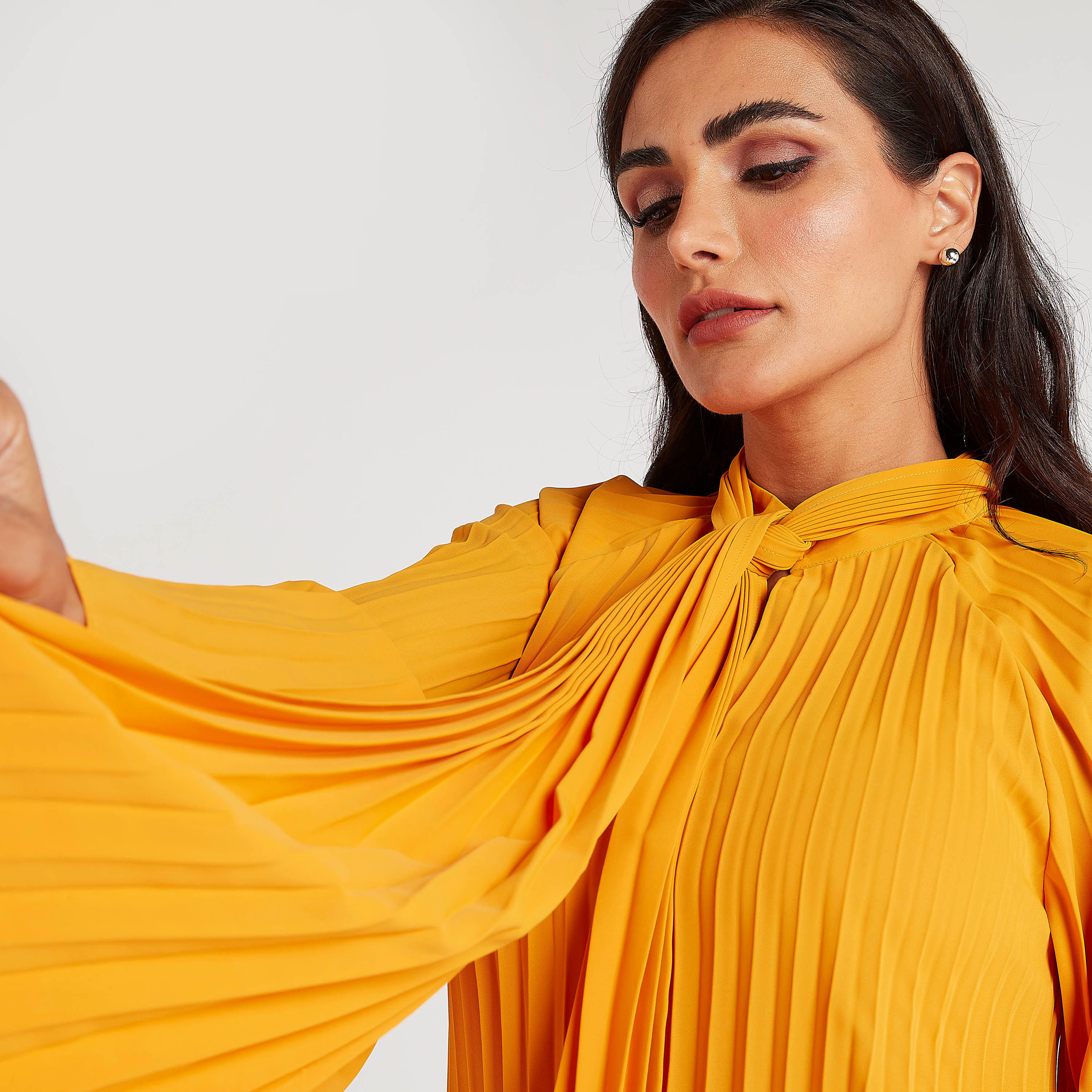 Pleated Top with Neck Tie-Up and Flared Sleeves-women-clothing-shirtsandblouses-blouses-image-6