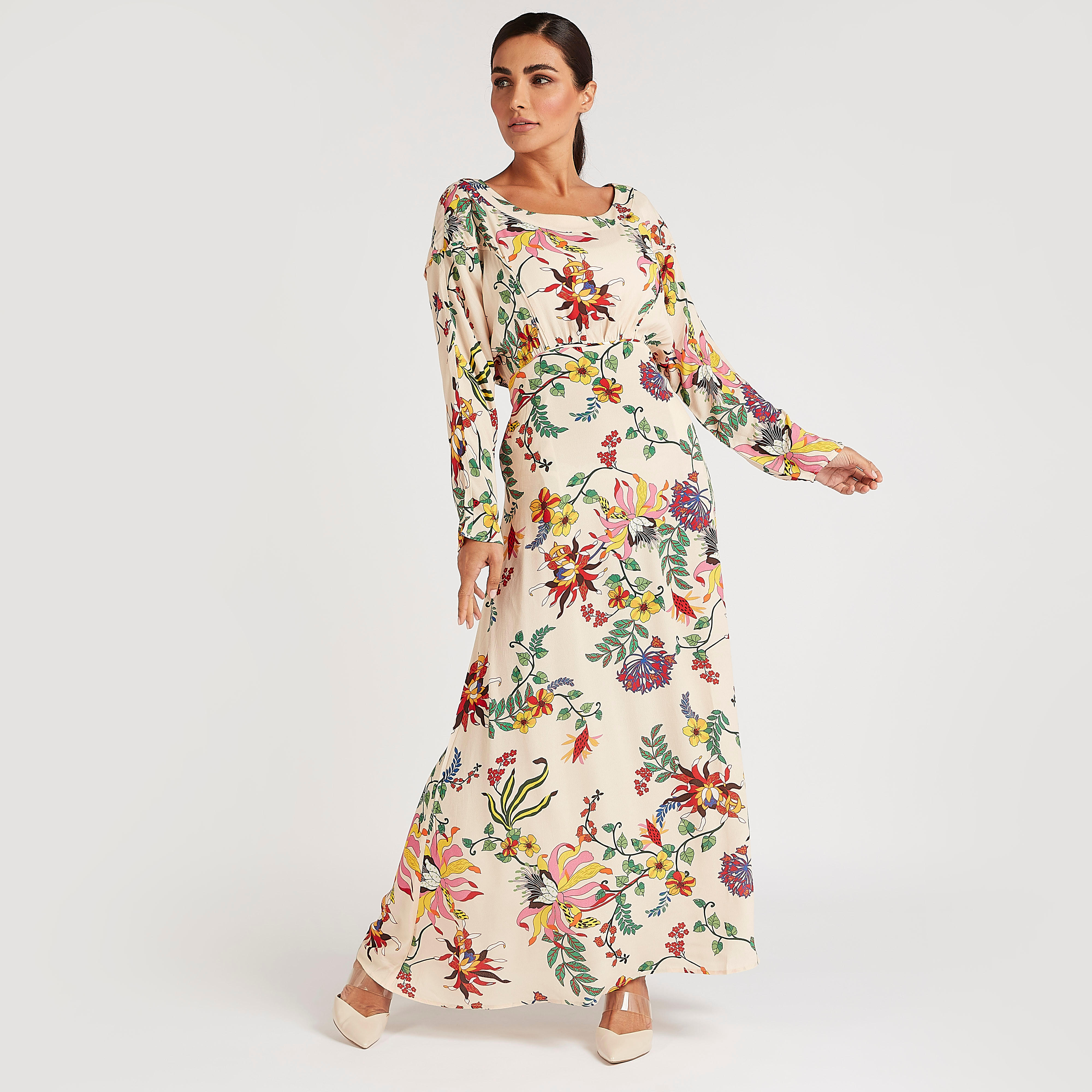 فستان إيه لاين طويل بطبعات أزهار وأكمام طويلة-women-clothing-dresses-image-1