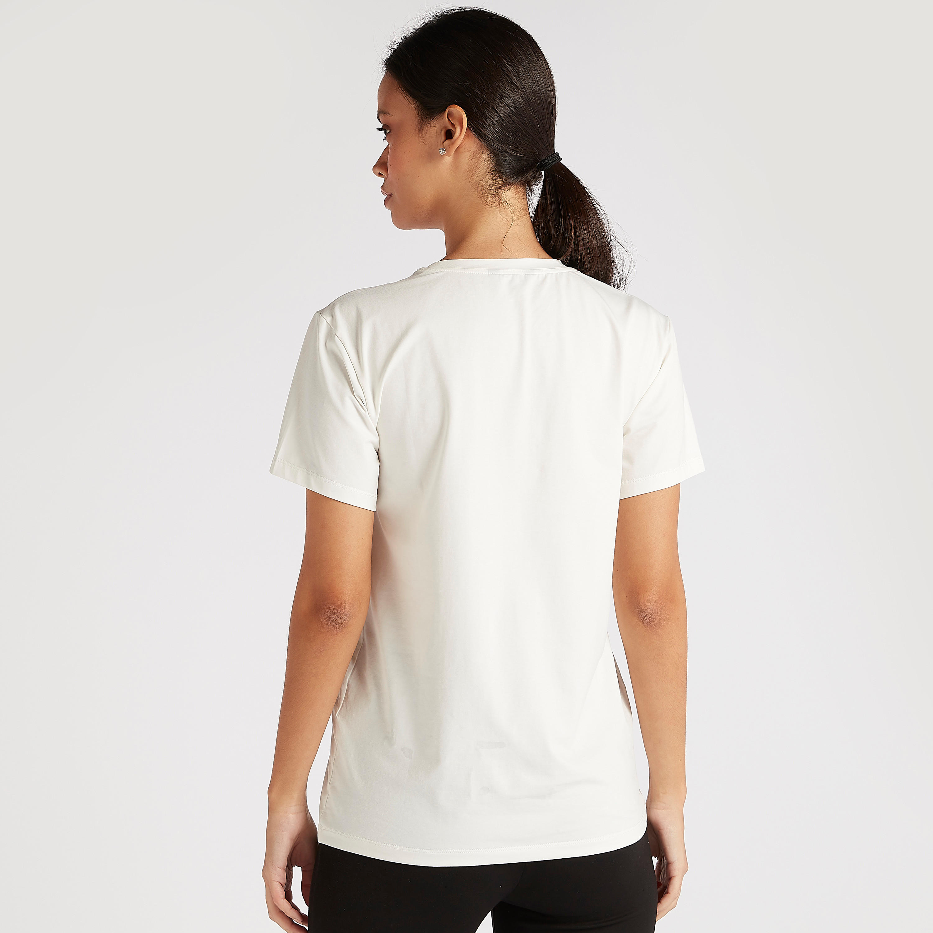 Slogan Print Crew Neck T-shirt with Short Sleeves-women-clothing-tshirts-image-4