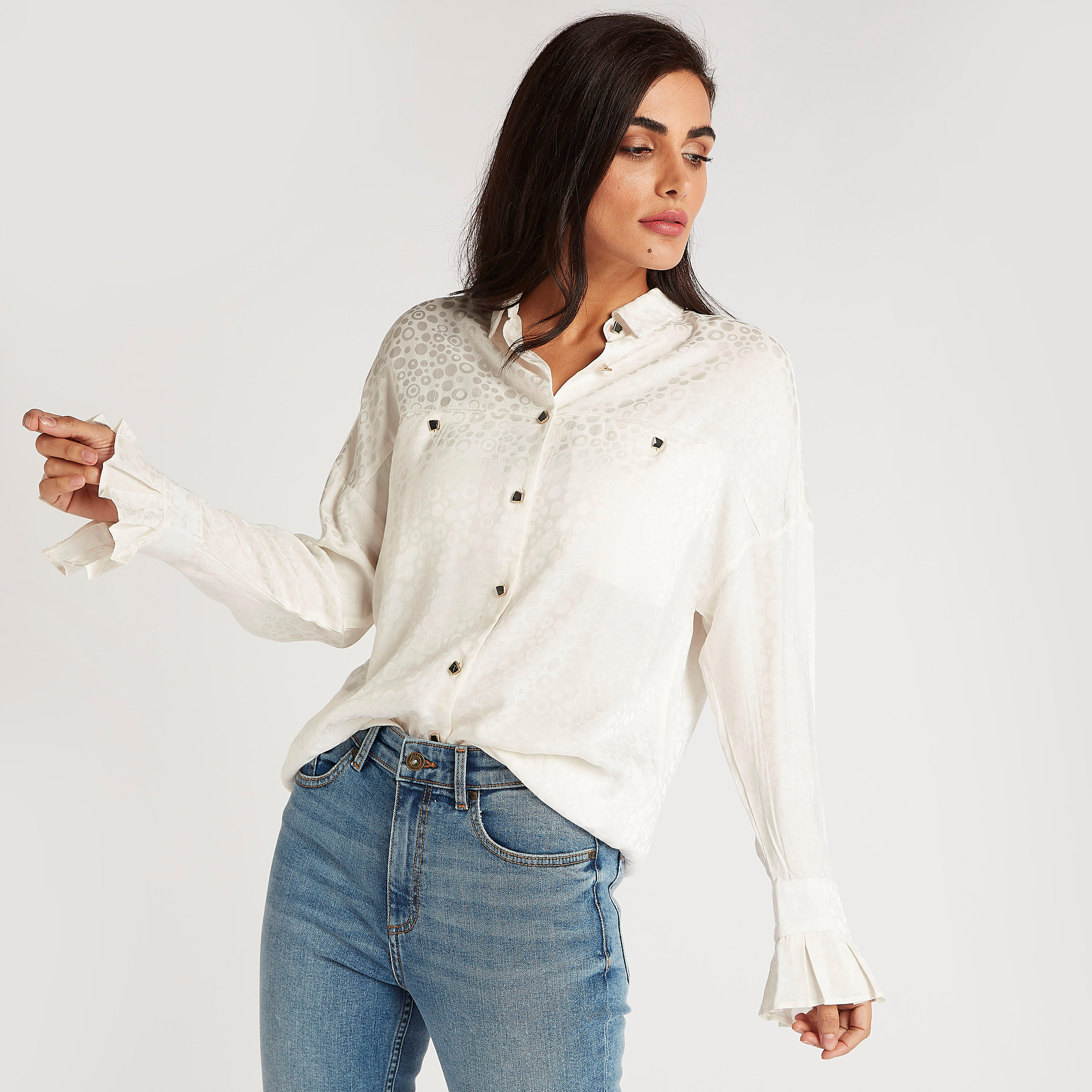 قميص بارز الملمس بأكمام طويلة-women-clothing-shirtsandblouses-shirts-image-1