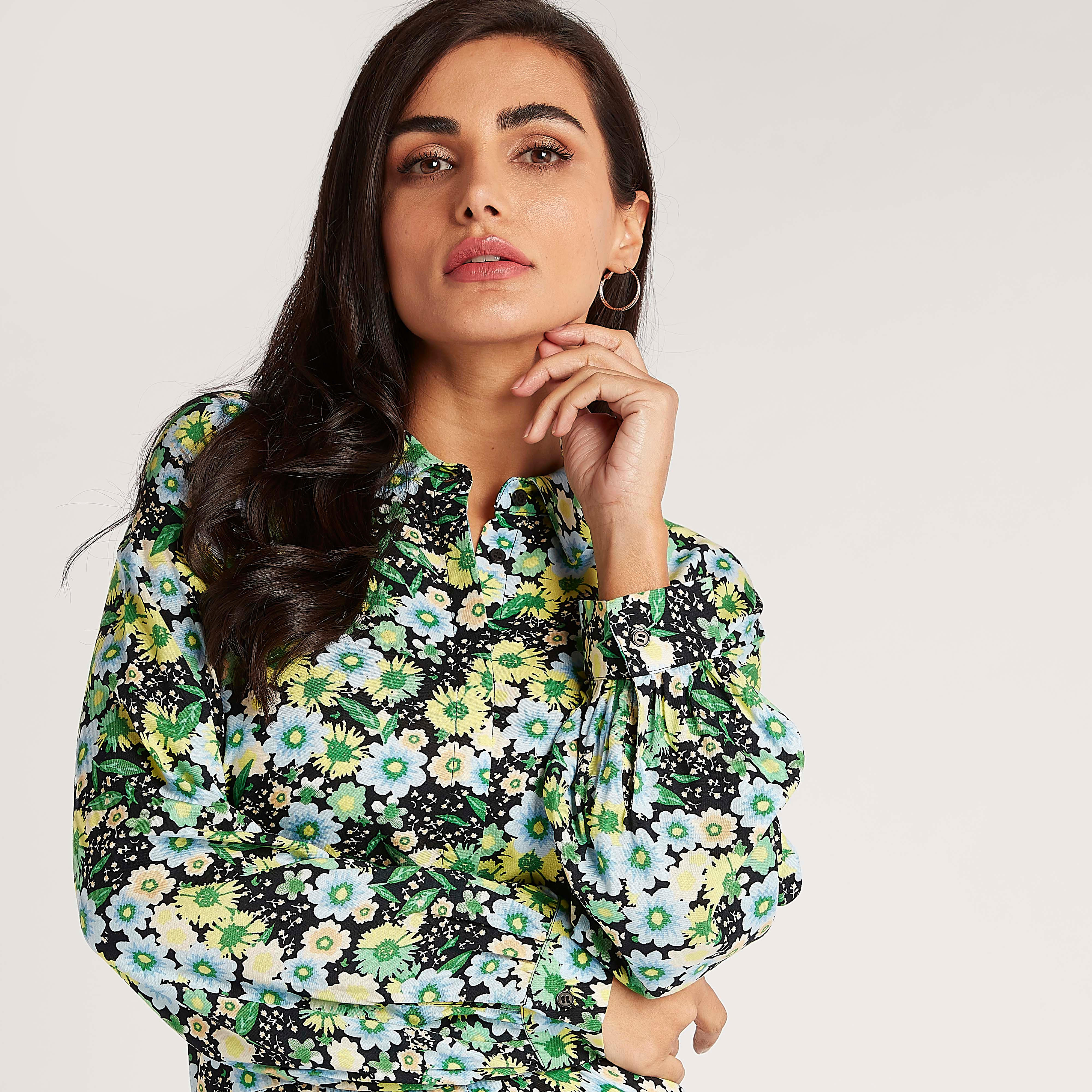 فستان ميدي إيه لاين بطبعات أزهار وأكمام طويلة-women-clothing-dresses-image-3