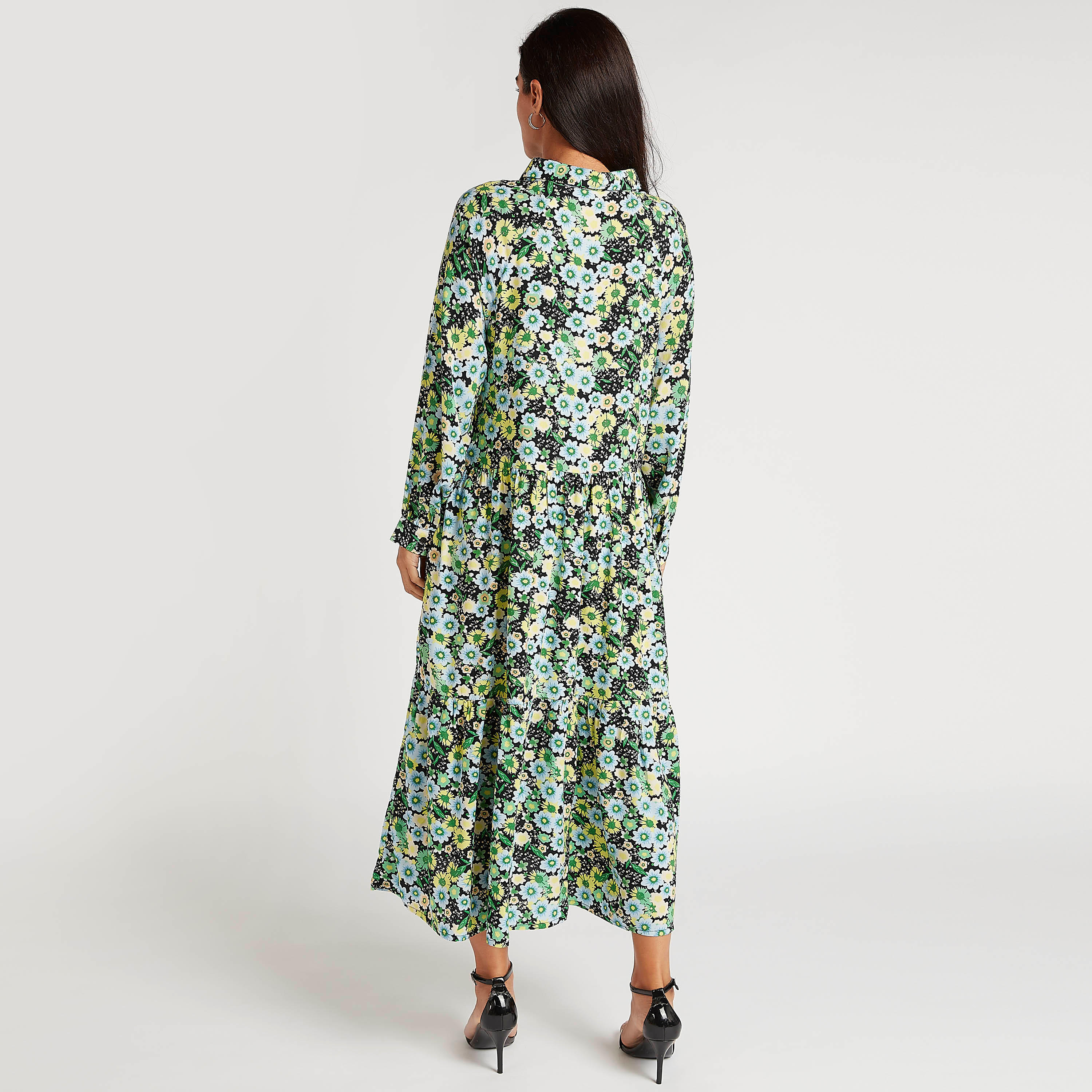 فستان ميدي إيه لاين بطبعات أزهار وأكمام طويلة-women-clothing-dresses-image-4
