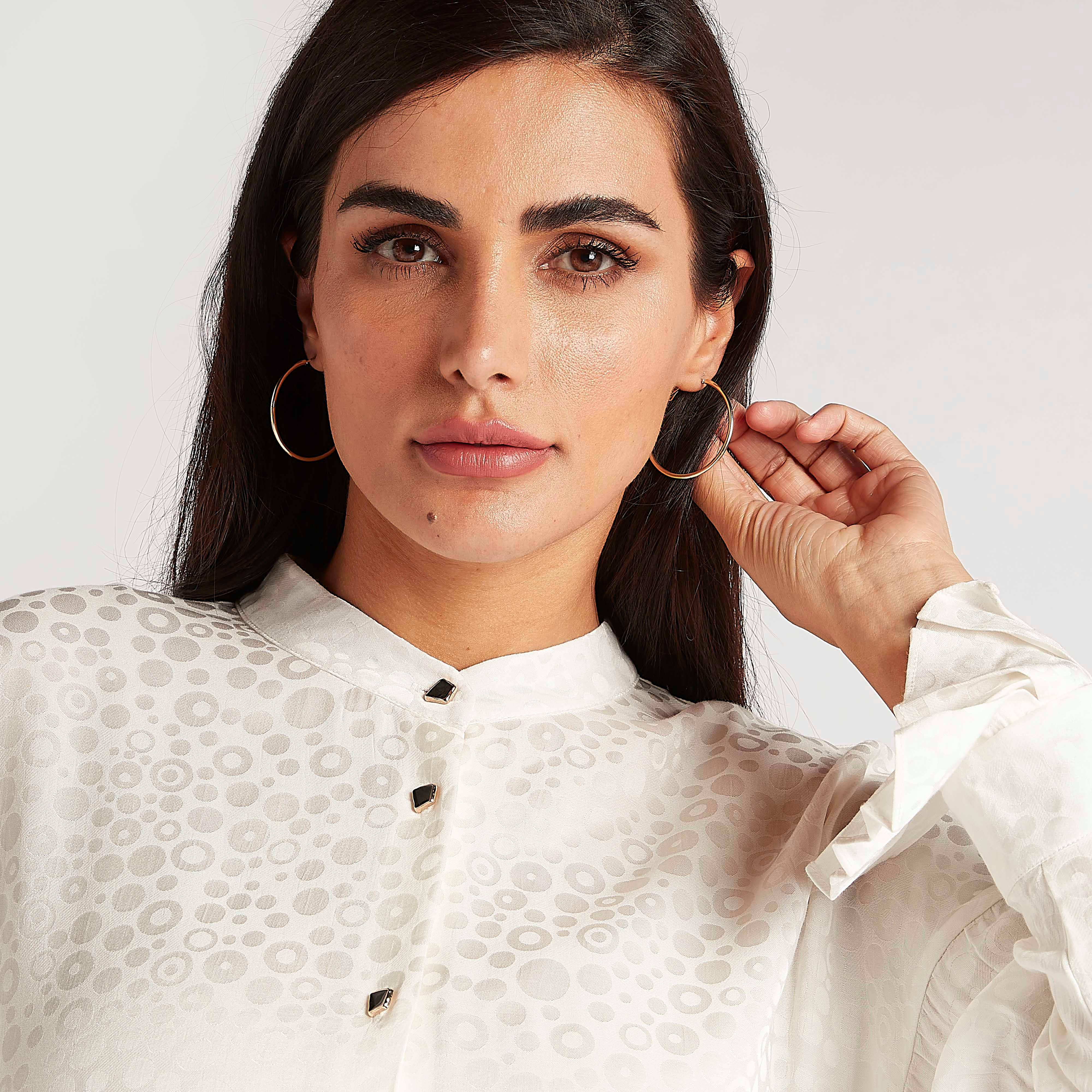 فستان قميص ميدي بارز الملمس بأكمام طويلة وحزام-women-clothing-dresses-image-5