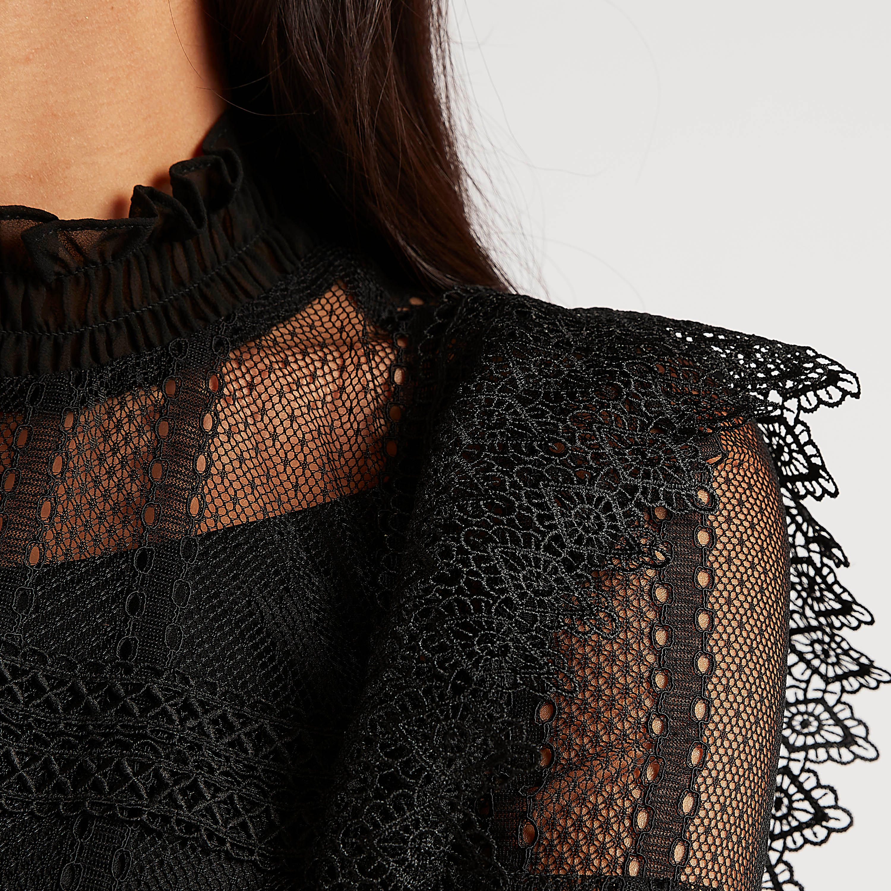 Lace Top with Long Sleeves and Smocked High Neck-women-clothing-shirtsandblouses-blouses-image-6