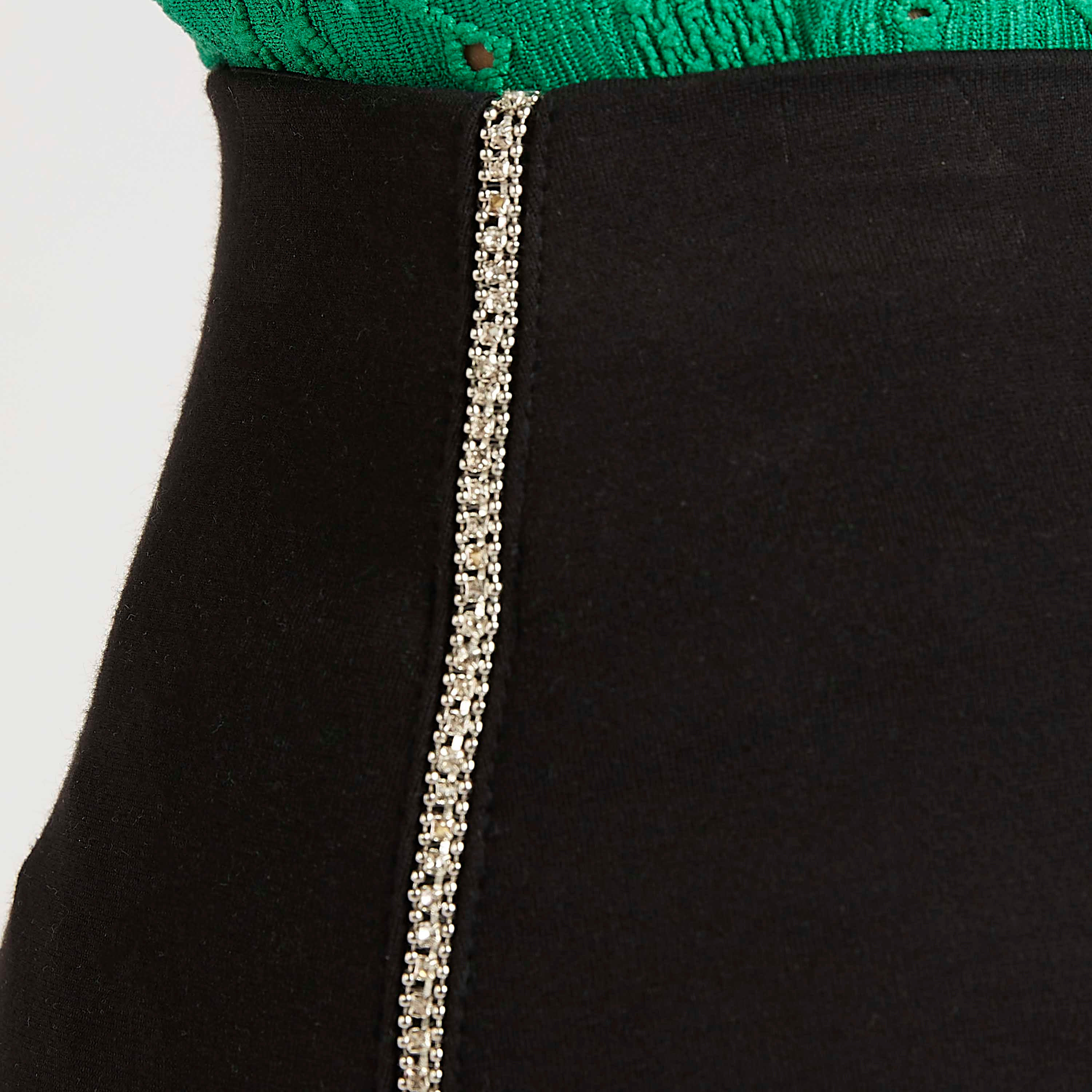 بنطلون ليقنز سادة سليم فيت بخصر متوسّط الارتفاع وتفاصيل دانتيل-women-clothing-bottoms-leggings-image-4
