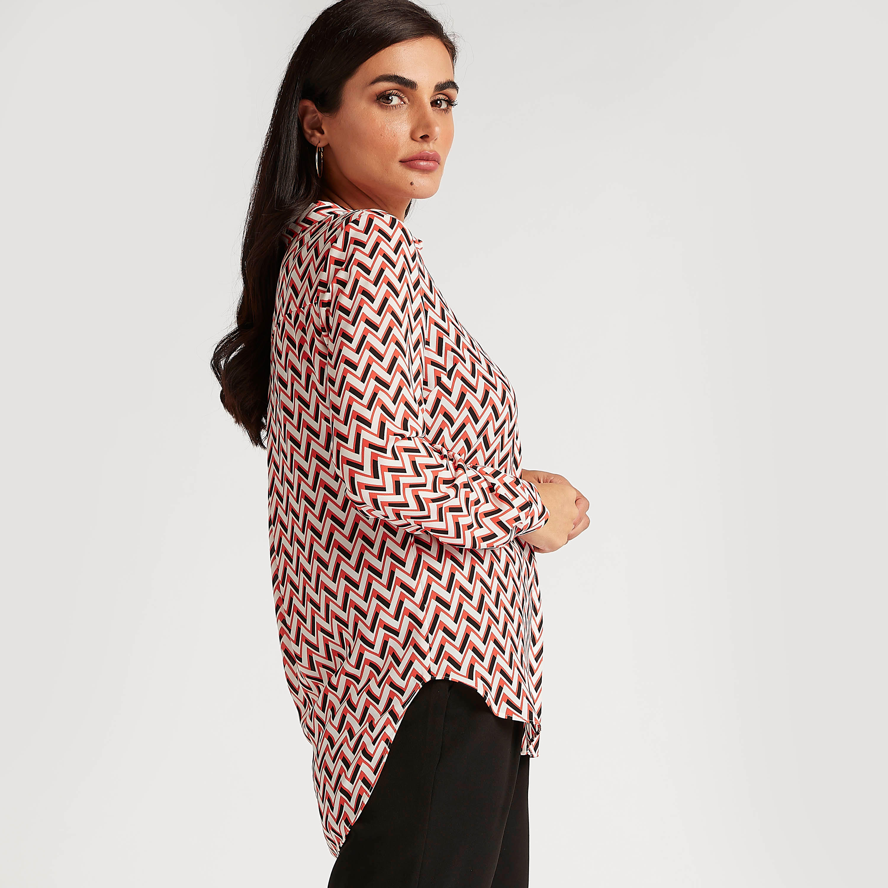 Geometric Print Shirt with Long Sleeves-women-clothing-shirtsandblouses-shirts-image-5