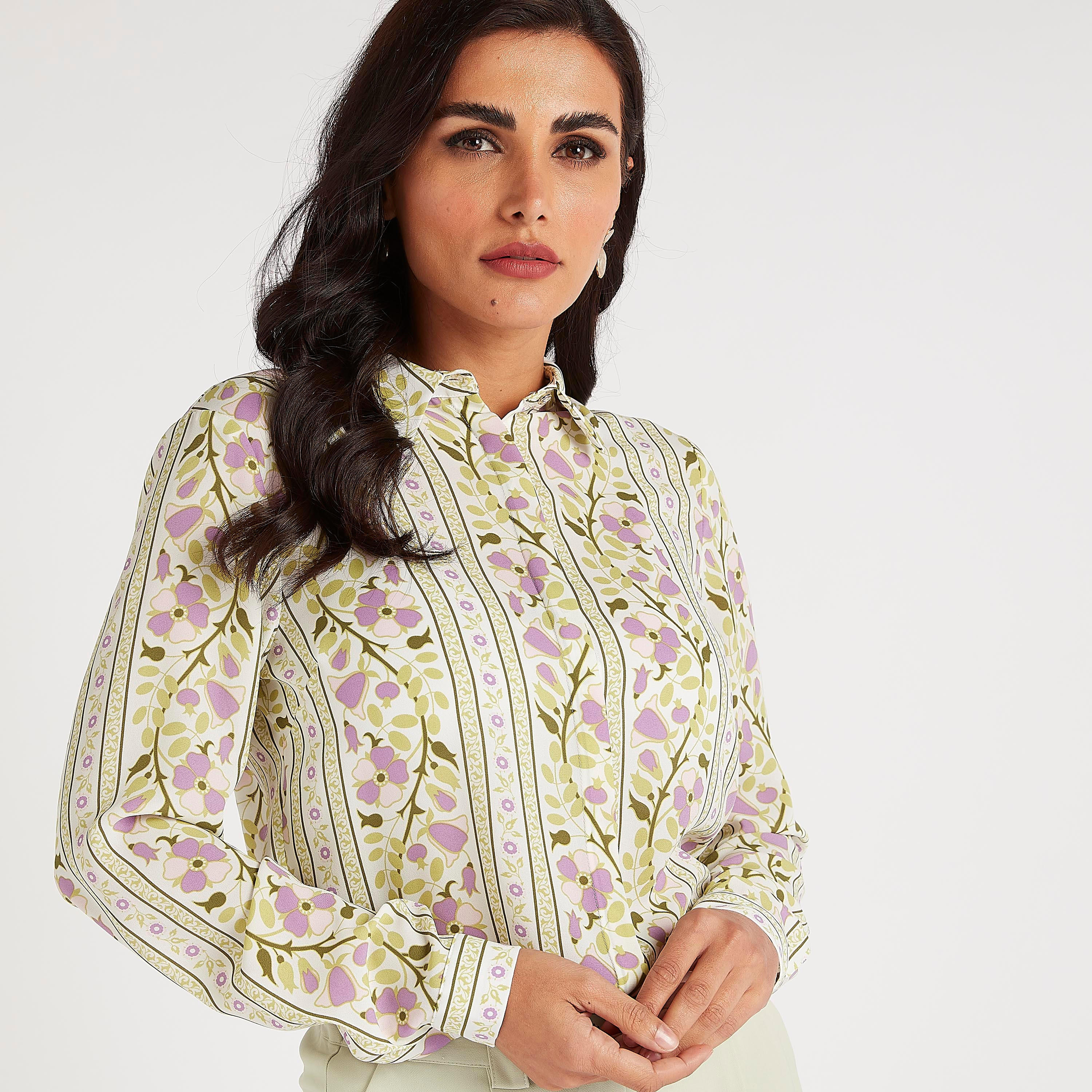 Floral Print Shirt with Long Sleeves-women-clothing-shirtsandblouses-shirts-image-1