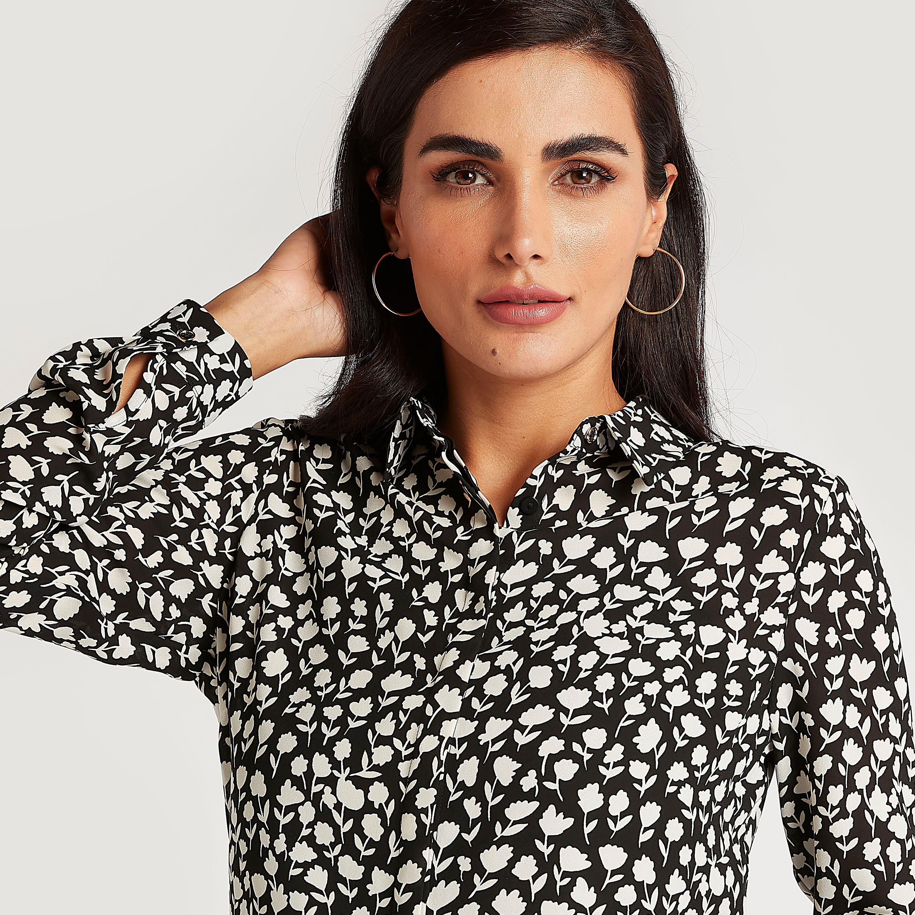 Floral Print Shirt with Long Sleeves-women-clothing-shirtsandblouses-shirts-image-2