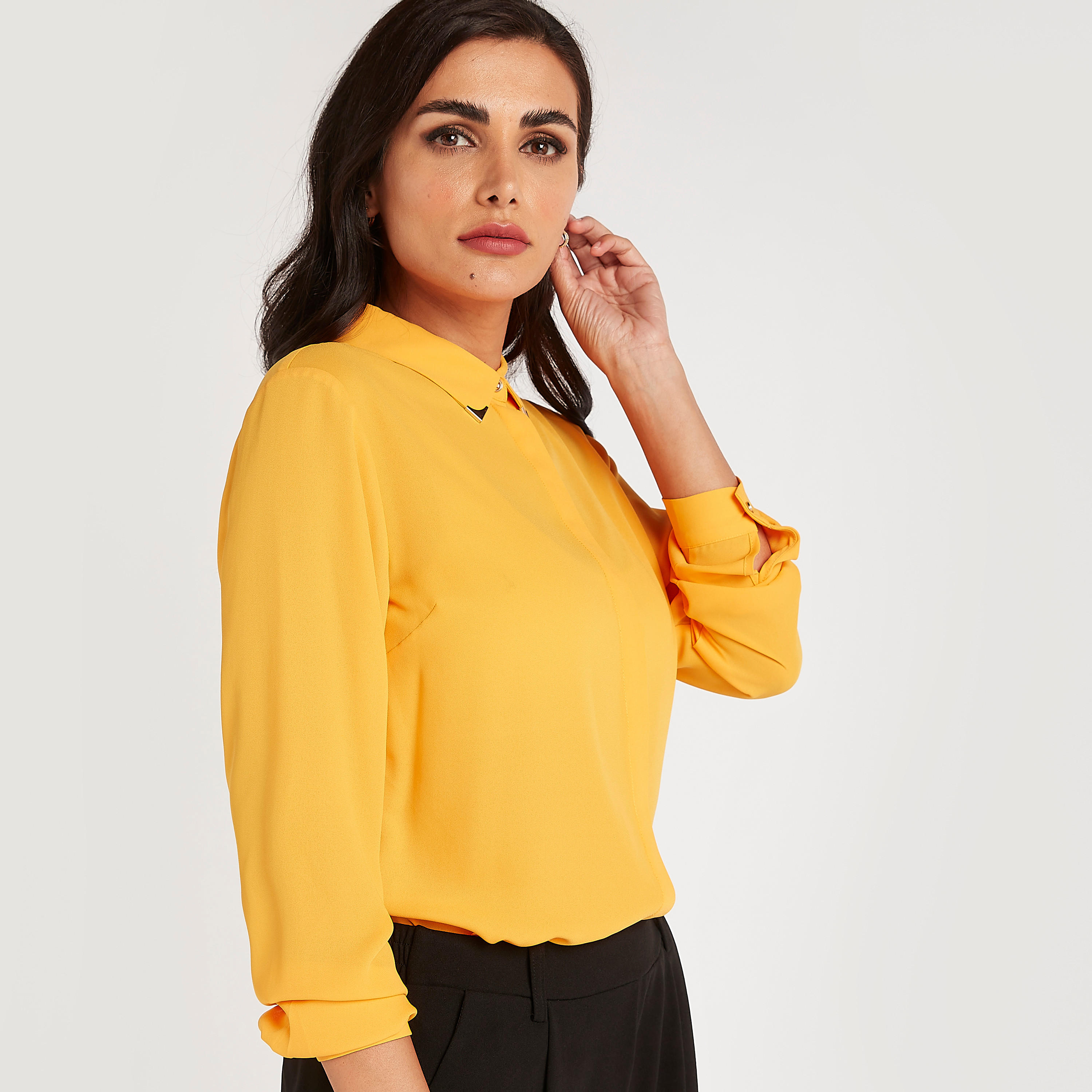 Solid Shirt with Long Sleeves-women-clothing-shirtsandblouses-shirts-image-1
