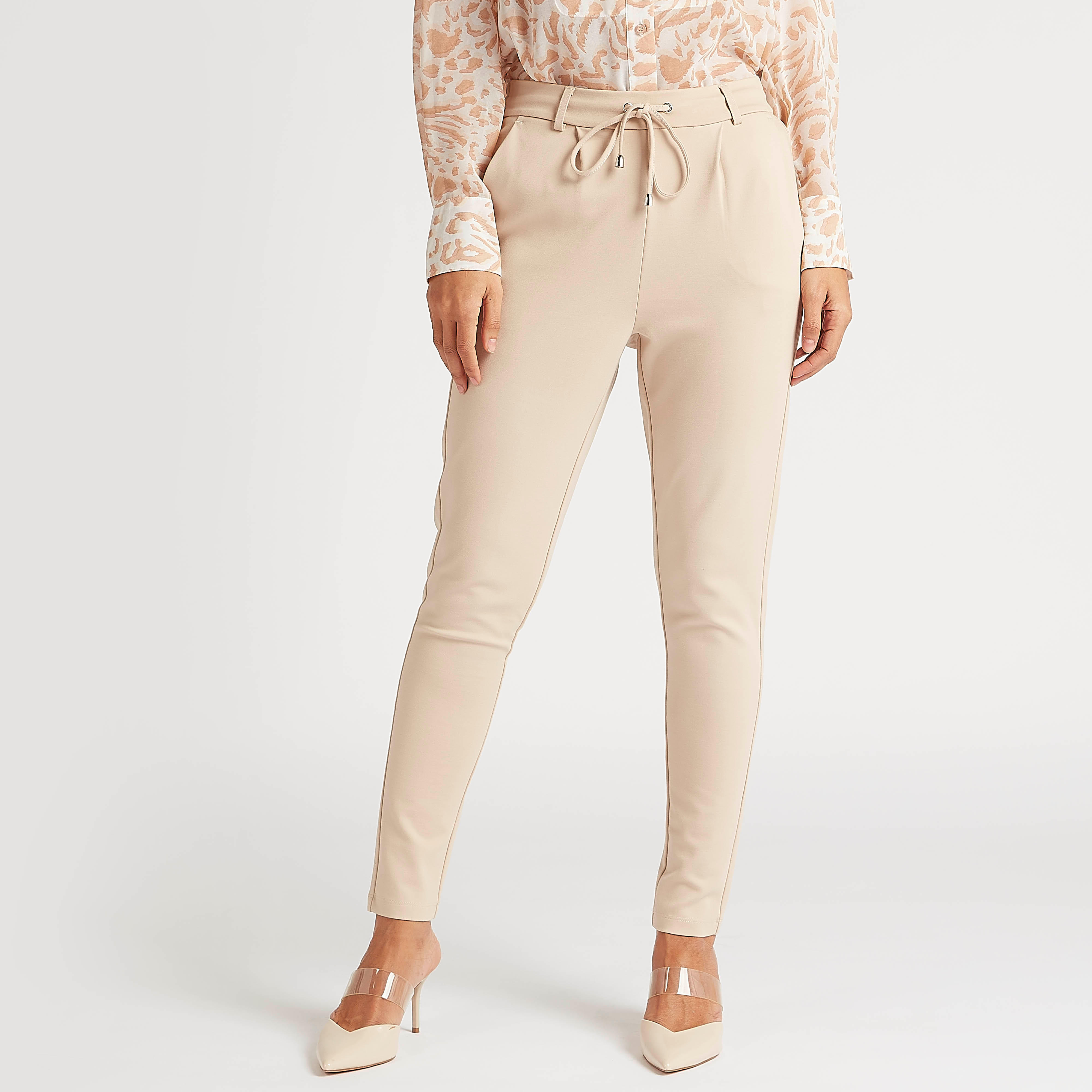 Solid Mid-Rise Treggings with Drawstring Closure-women-clothing-bottoms-trousers-image-1