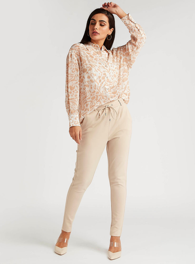 Solid Mid-Rise Treggings with Drawstring Closure-women-clothing-bottoms-trousers-image-2