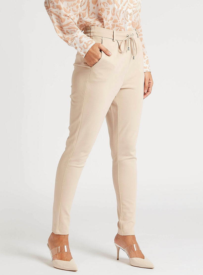 Solid Mid-Rise Treggings with Drawstring Closure-women-clothing-bottoms-trousers-image-5